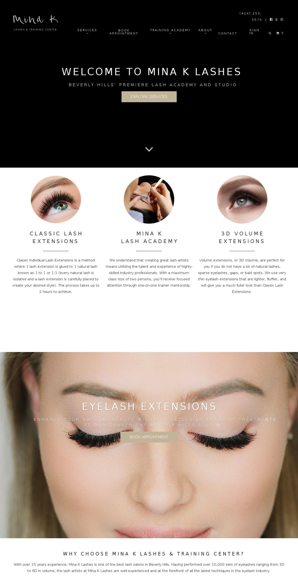 Mina K Lashes Shopify theme site example minaklashes.com