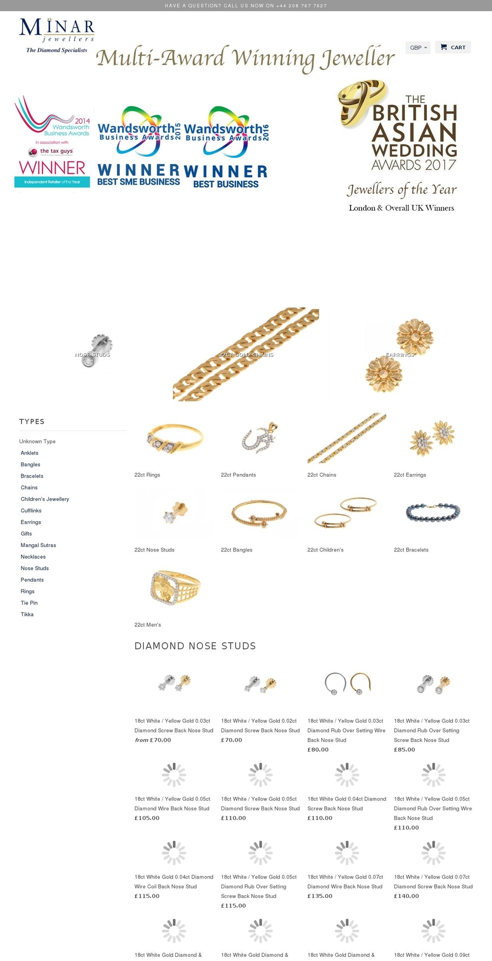 minarjewellers.com shopify website screenshot