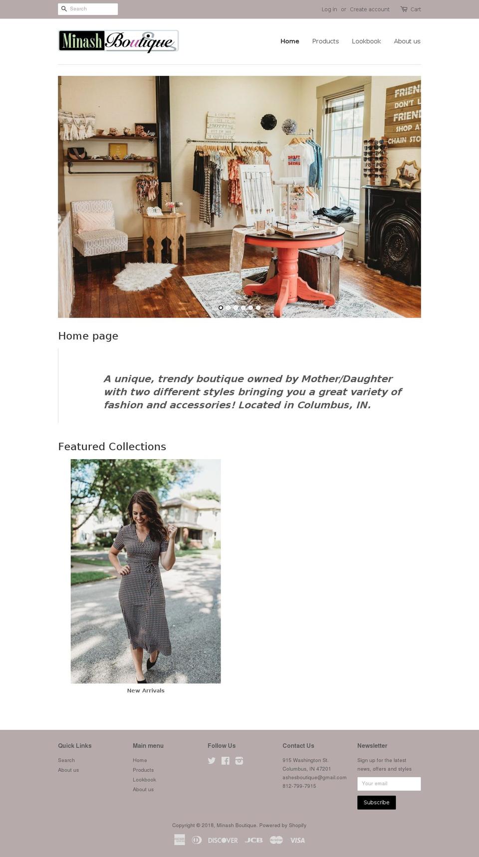 minashboutique.com — Shopify storefront screenshot
