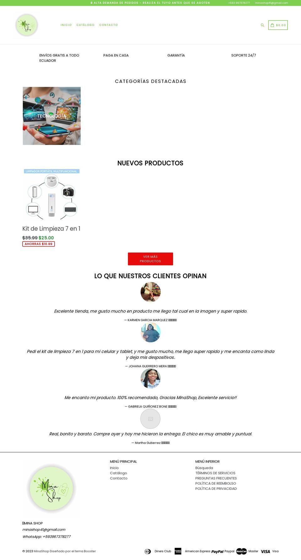 minashop.online shopify website screenshot