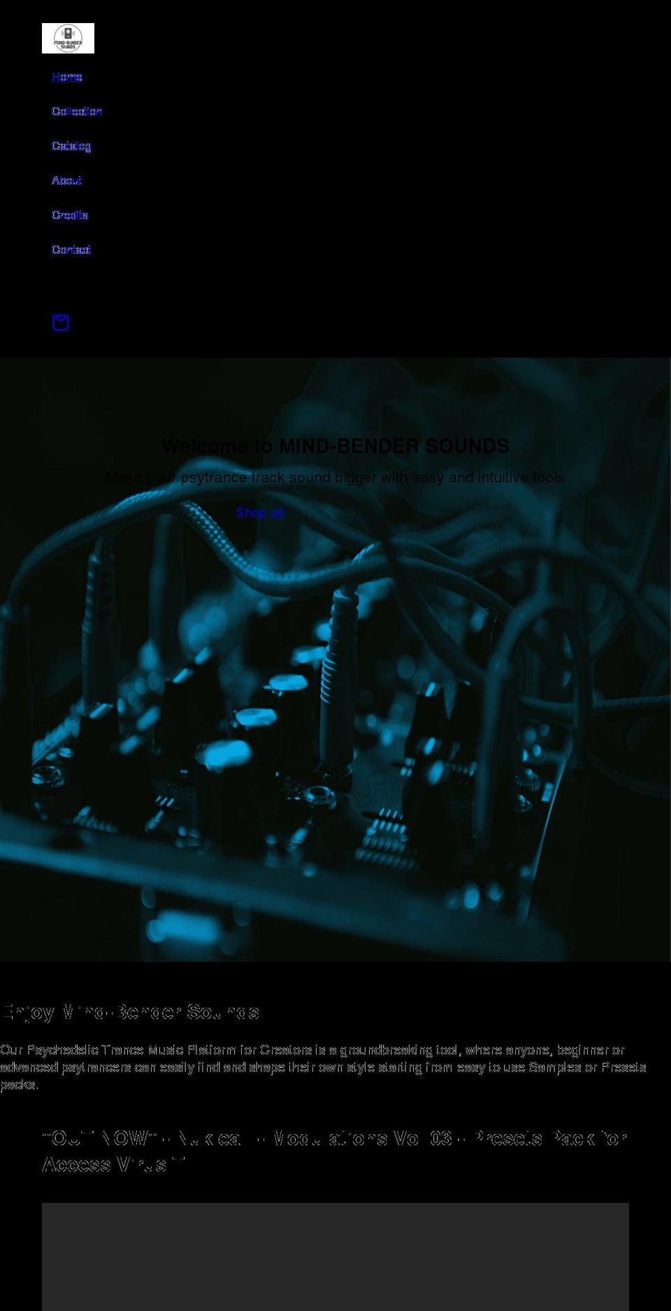 mindbendersounds.com shopify website screenshot