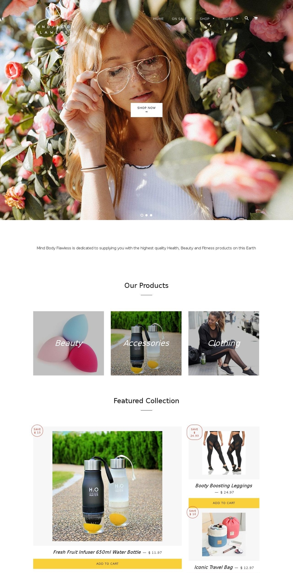 mindbodyflawless.com — Shopify storefront screenshot