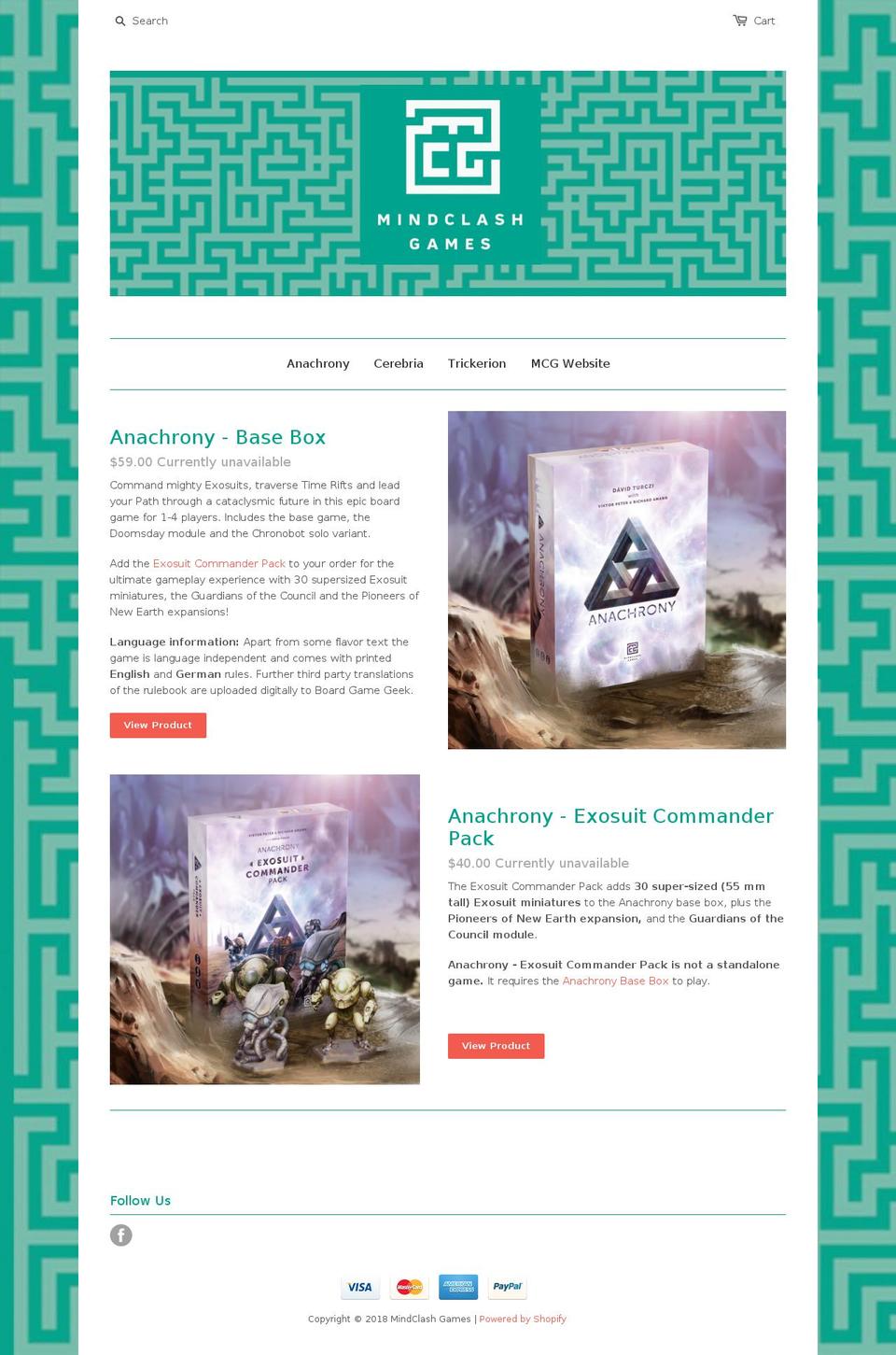 mindclash-games.myshopify.com shopify website screenshot