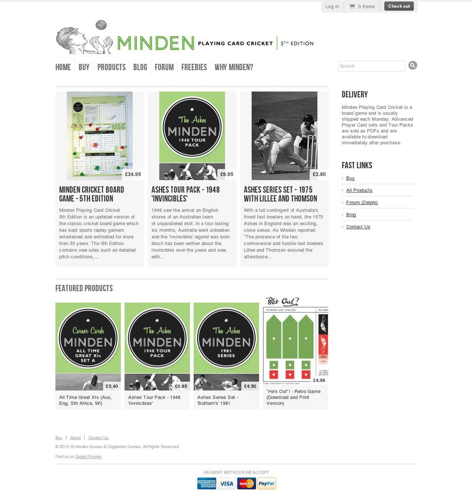 Minden Cricket - Customised by dd and I Shopify theme site example mindencricket.com