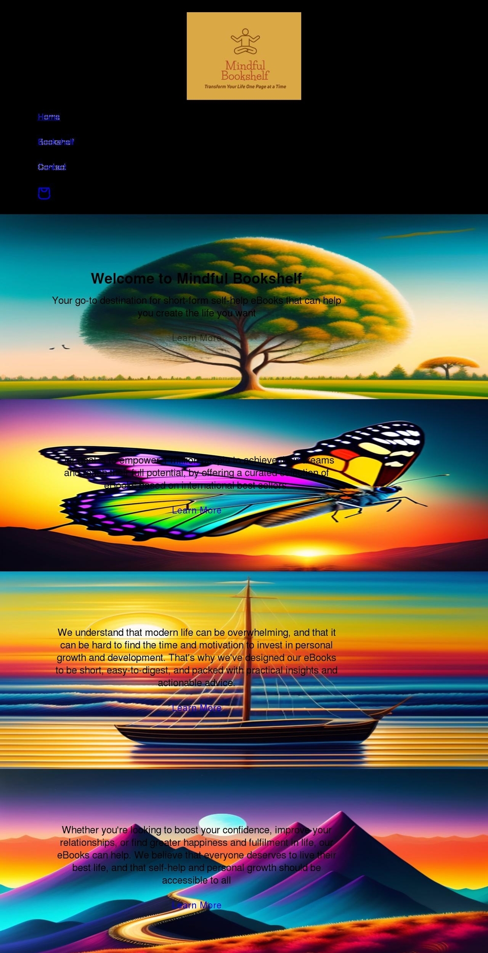 mindfulbookshelf.com shopify website screenshot