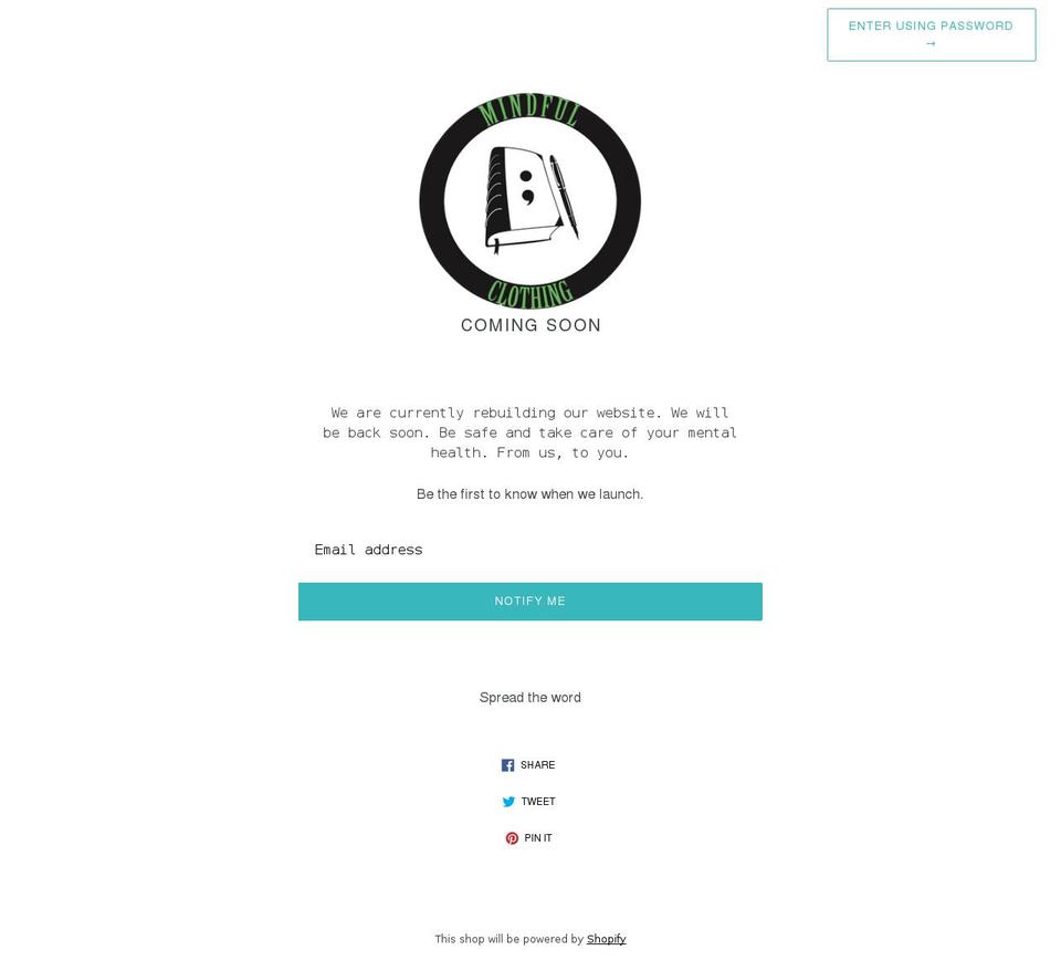 mindfulclothing.org shopify website screenshot