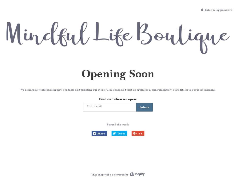 mindfullifeboutique.com — Shopify storefront screenshot