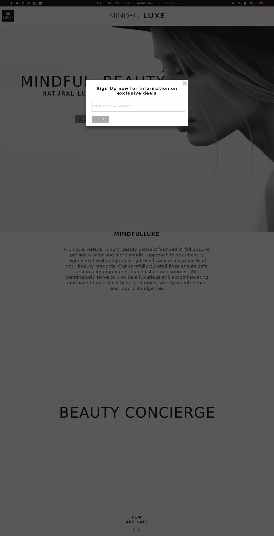 mindfulluxe.ca shopify website screenshot