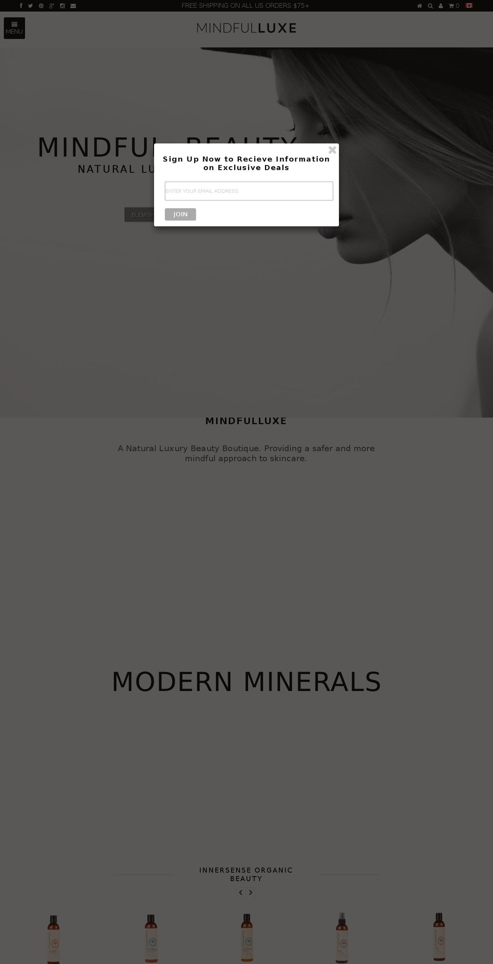 mindfulluxe.com shopify website screenshot