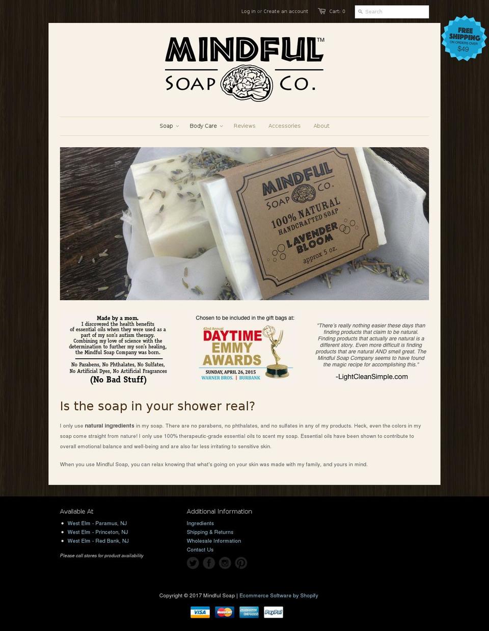 mindfulsoaps.com shopify website screenshot