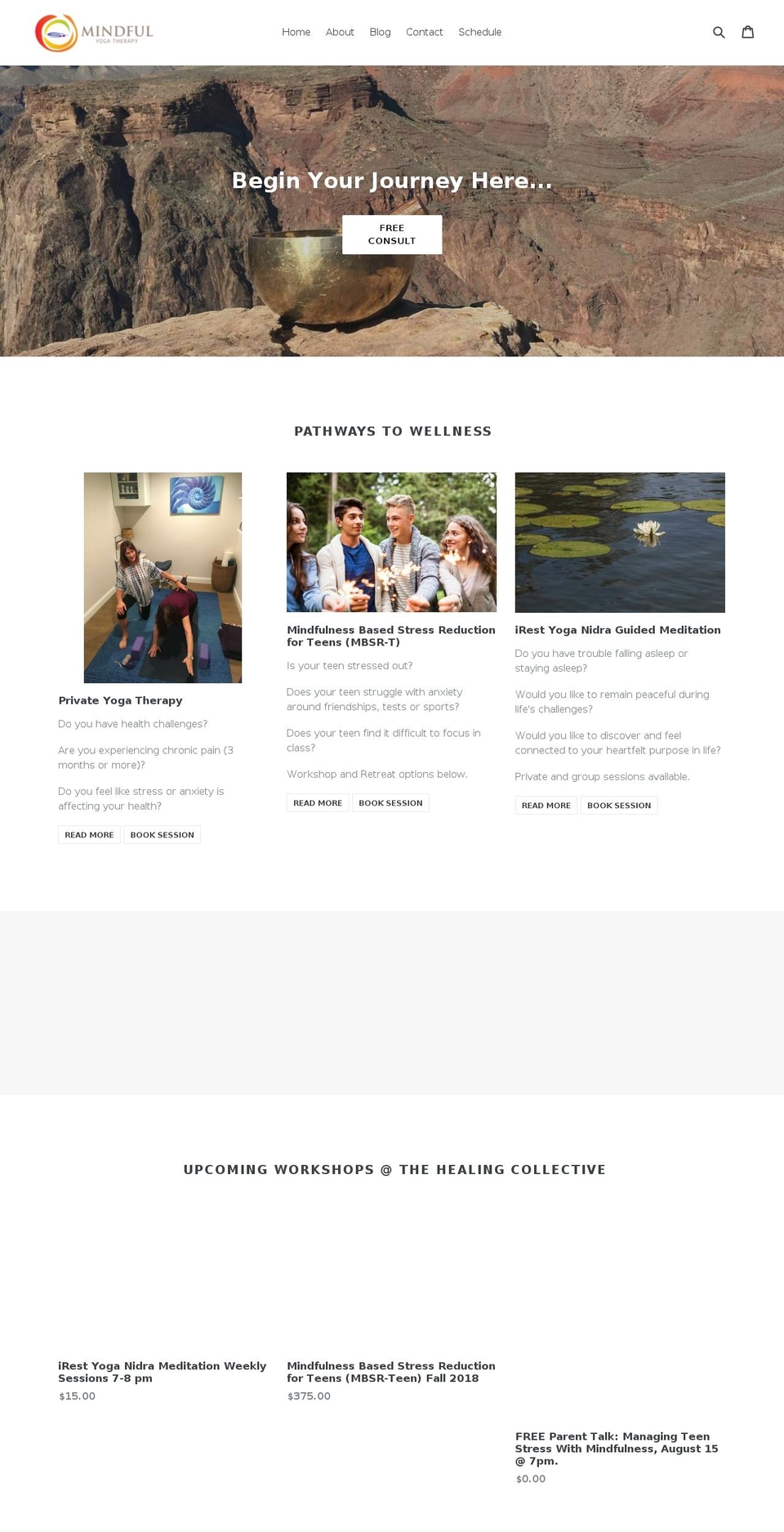 mindfulyogatherapy.net shopify website screenshot