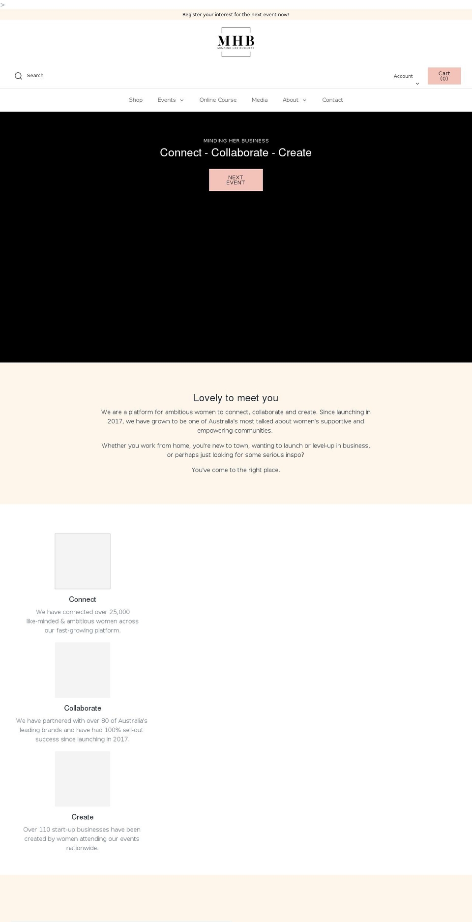 mindingherbusiness.com.au shopify website screenshot