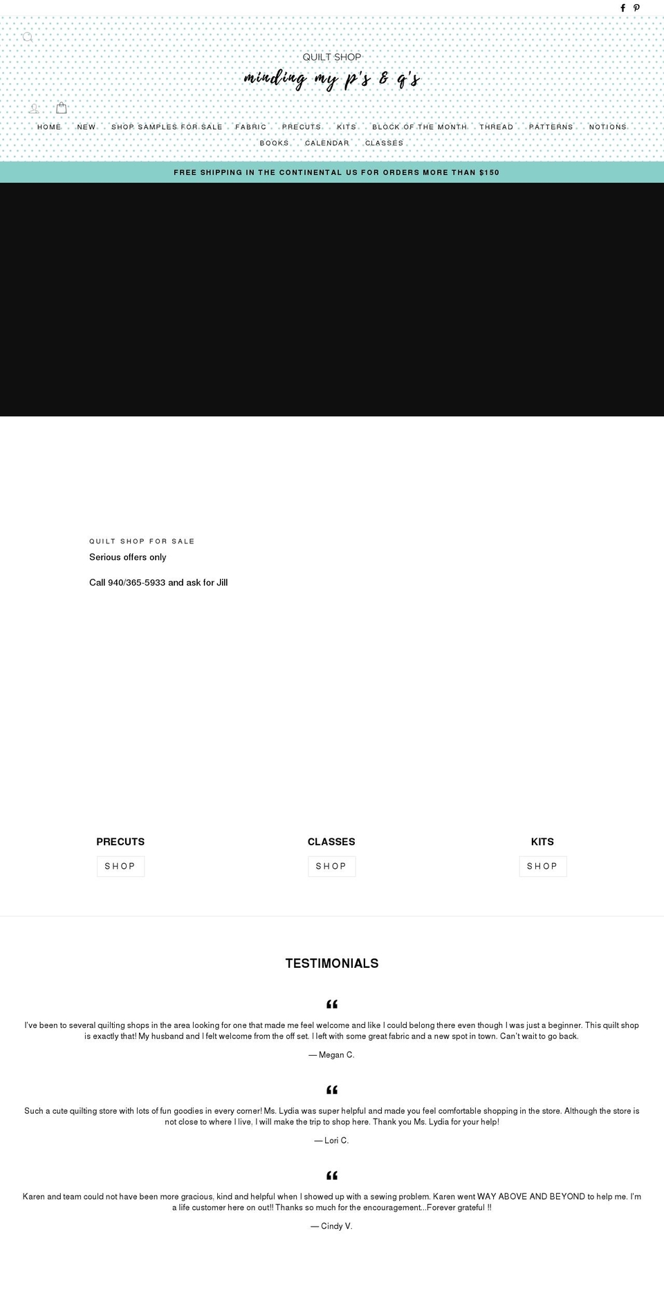 mindingmypsandqs.com shopify website screenshot