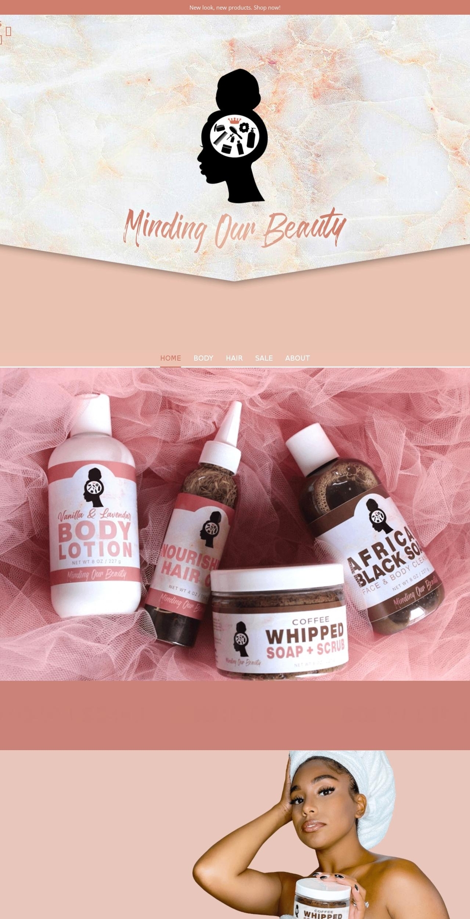 mindingourbeauty.com shopify website screenshot