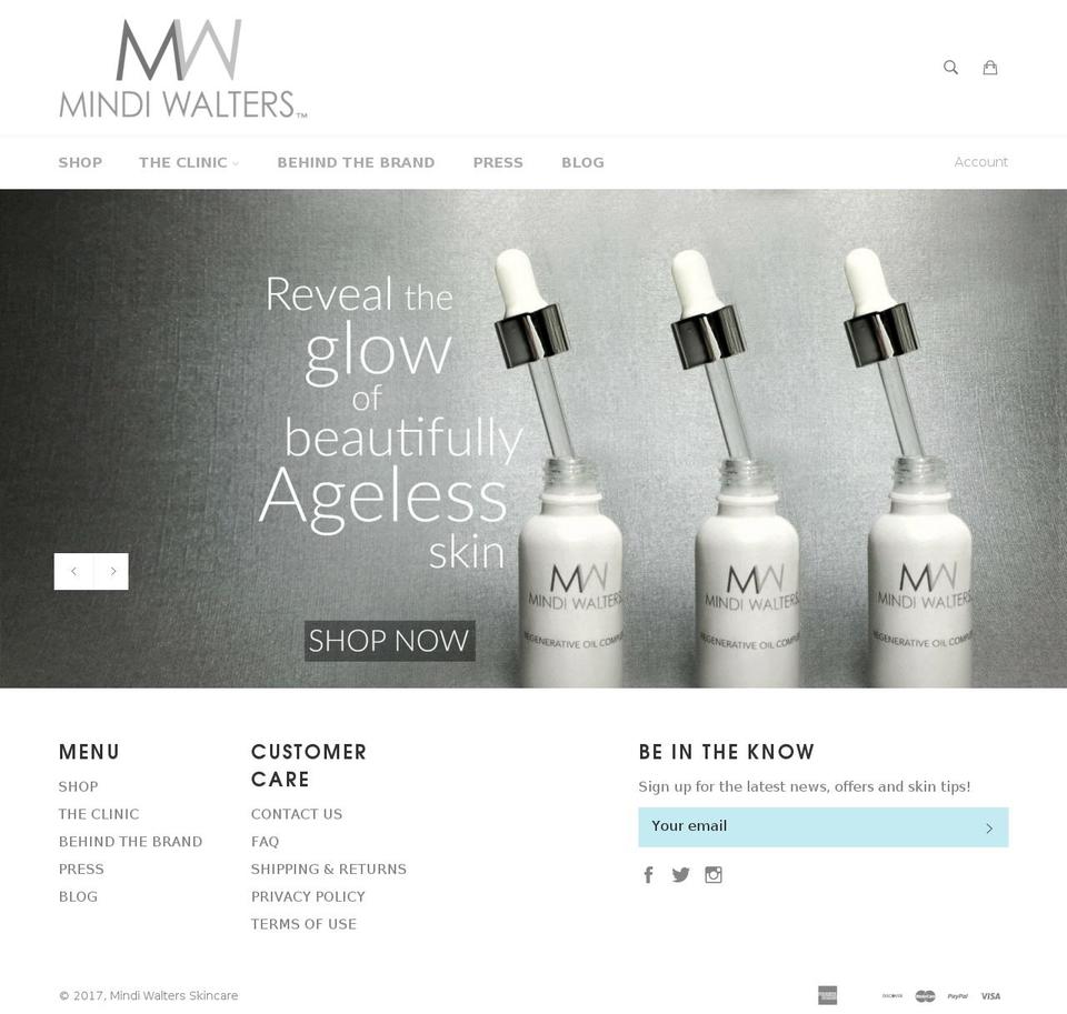 mindiwalters.com shopify website screenshot