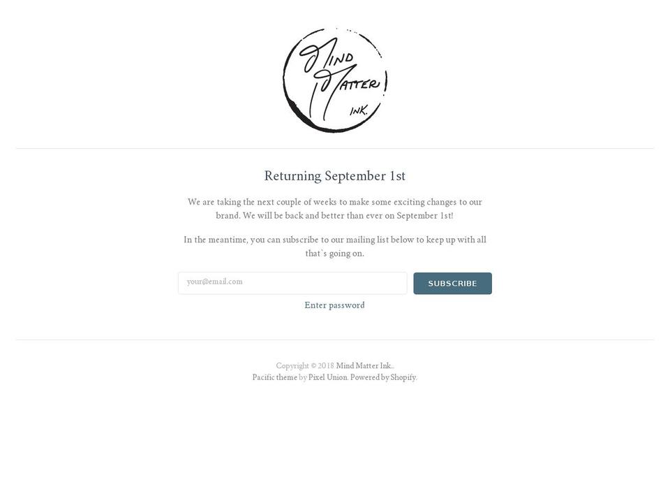 mindmatterink.com — Shopify storefront screenshot
