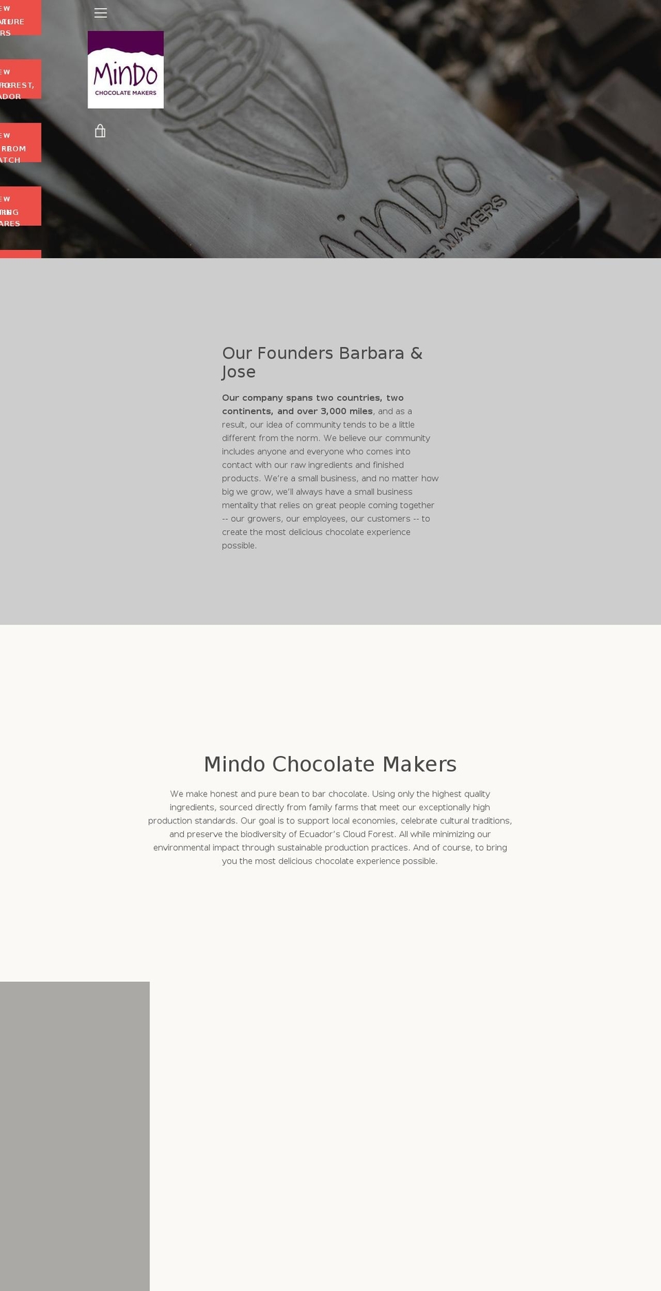 mindochocolates.com — Shopify storefront screenshot