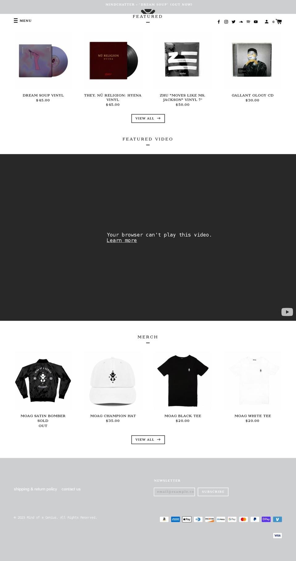 mindofagenius.com shopify website screenshot