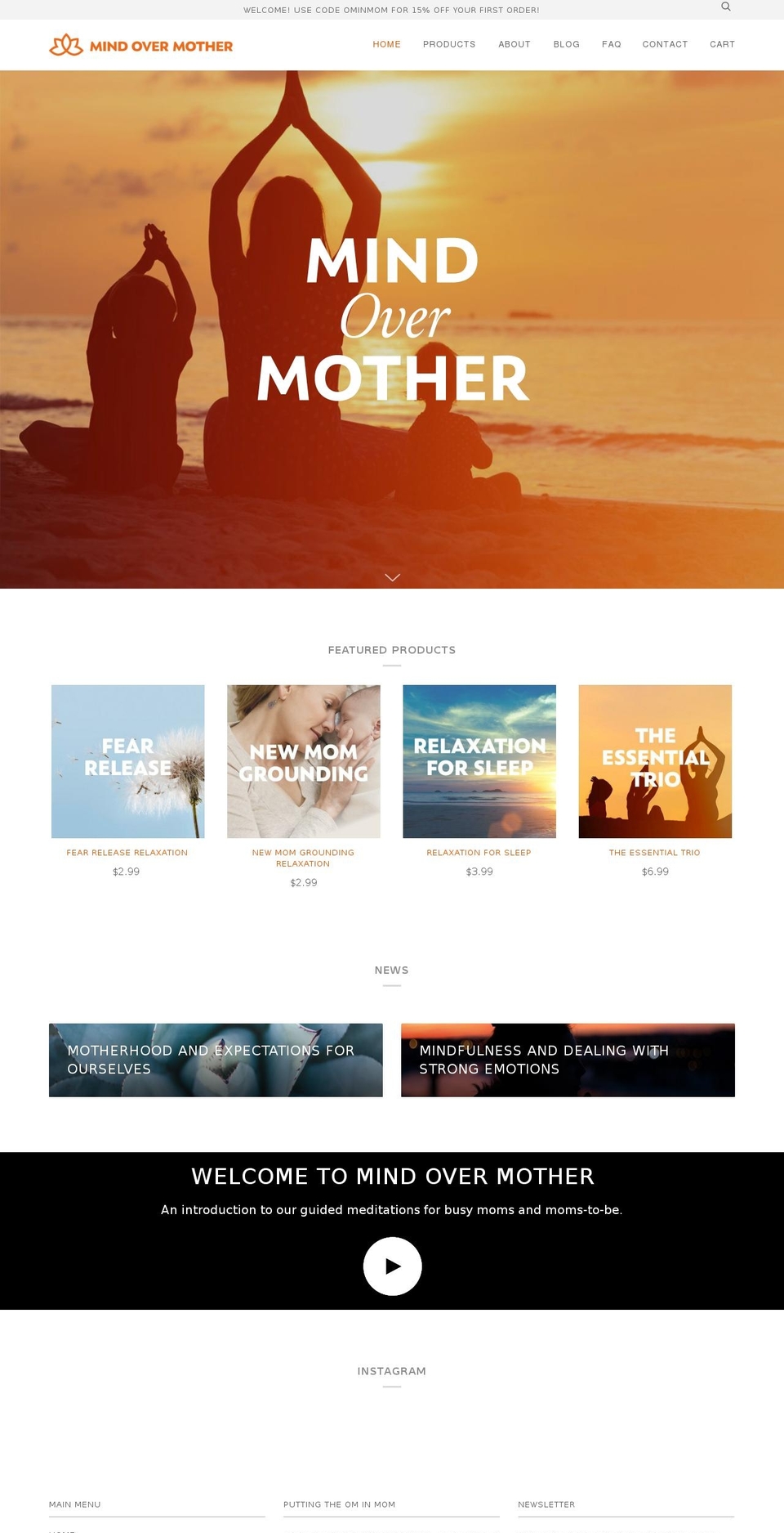 mindovermother.com shopify website screenshot