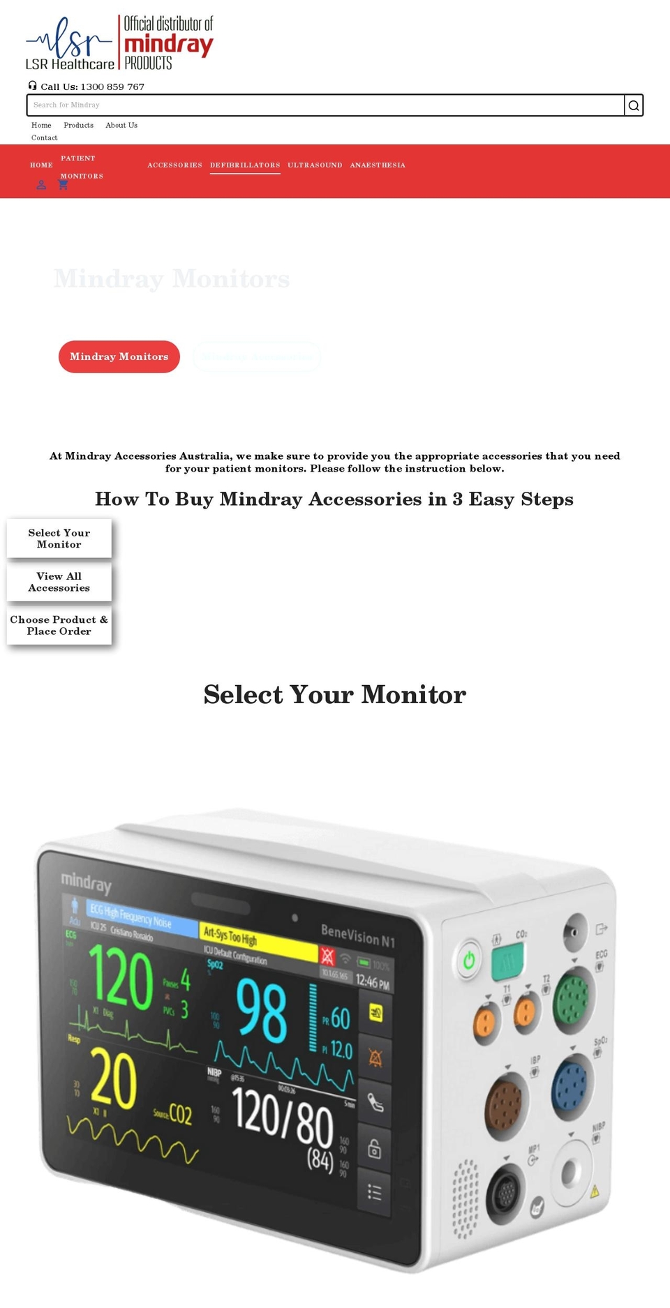 mindrayaccessories.com.au shopify website screenshot
