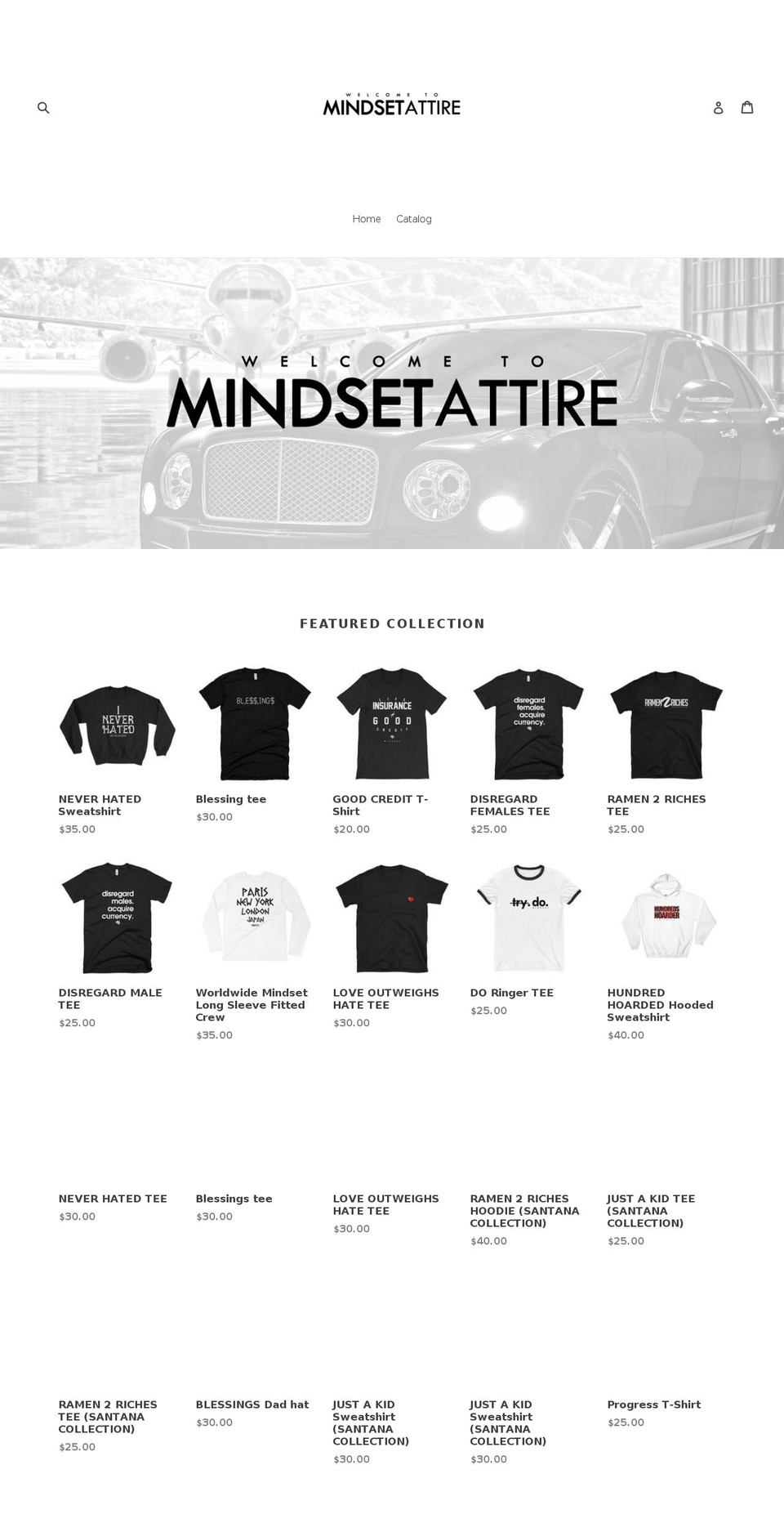 mindsetattire.com shopify website screenshot