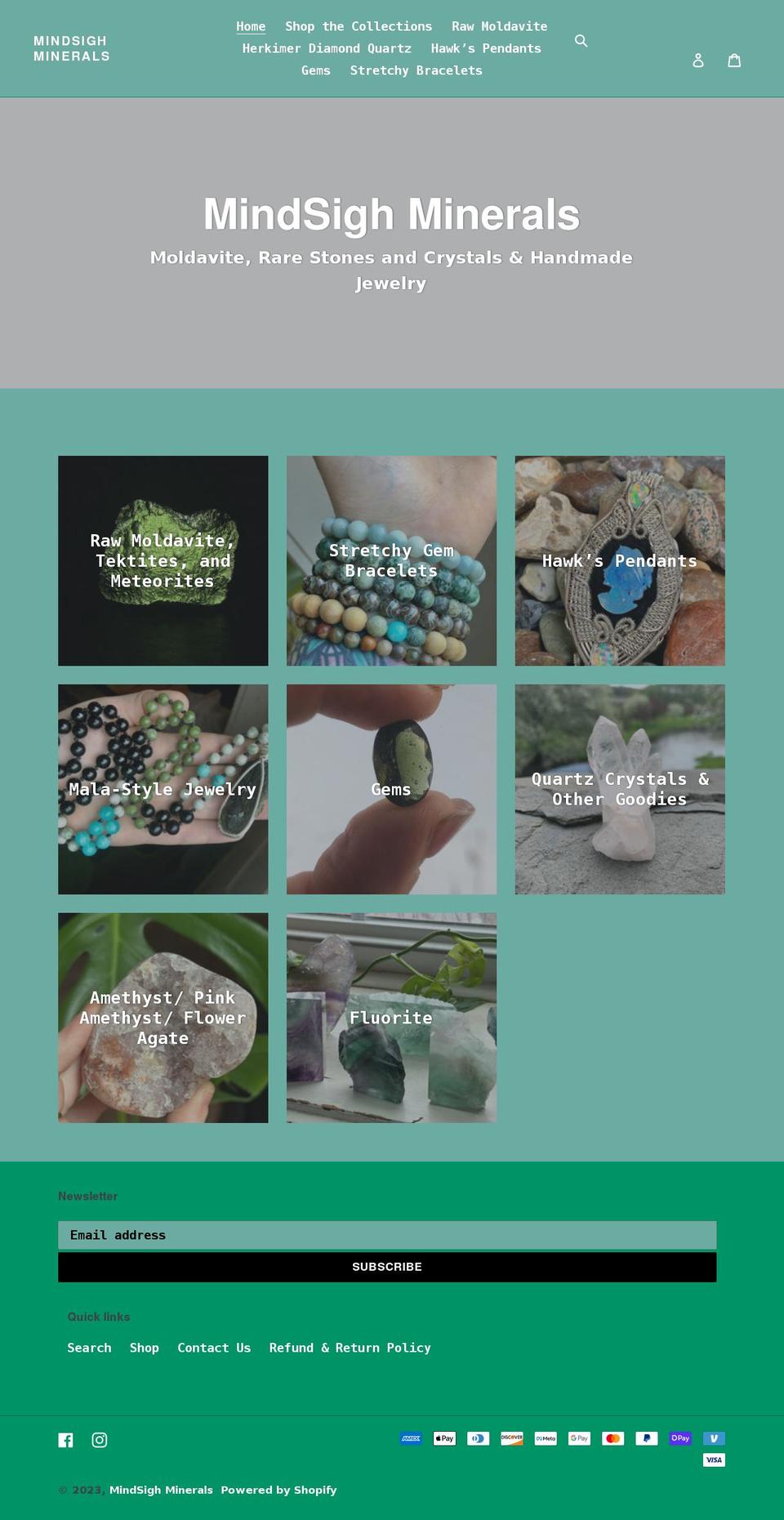 mindsighminerals.com shopify website screenshot