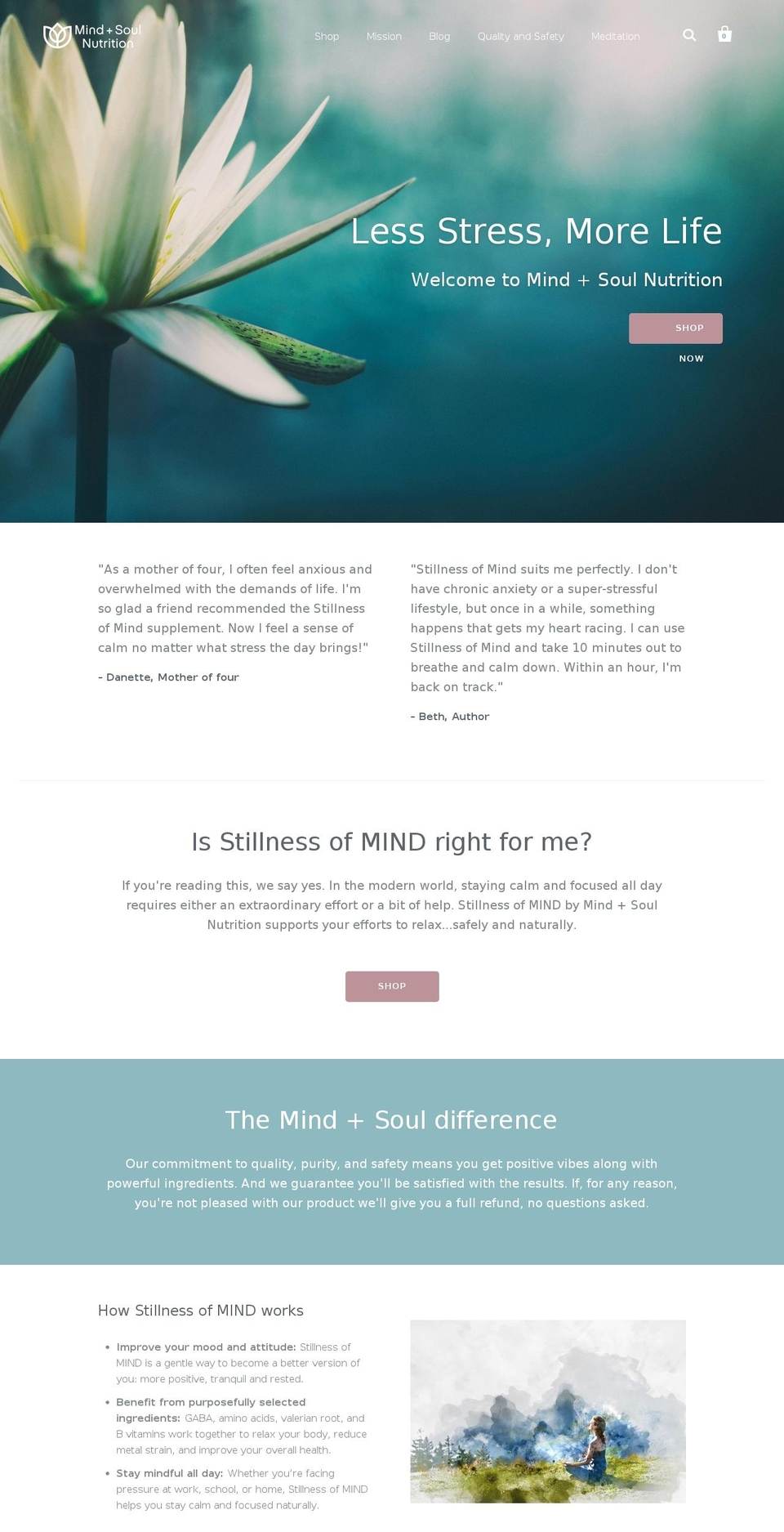 mindsoulnutrition.com — Shopify storefront screenshot