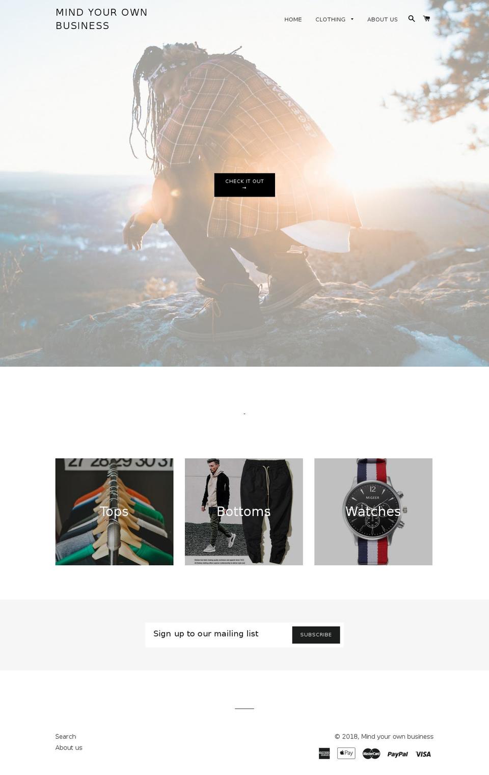 mindurownbizness.com — Shopify storefront screenshot