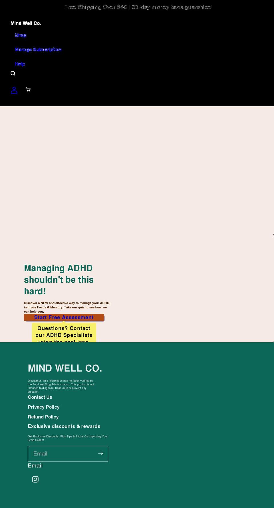 mindwellco.com shopify website screenshot