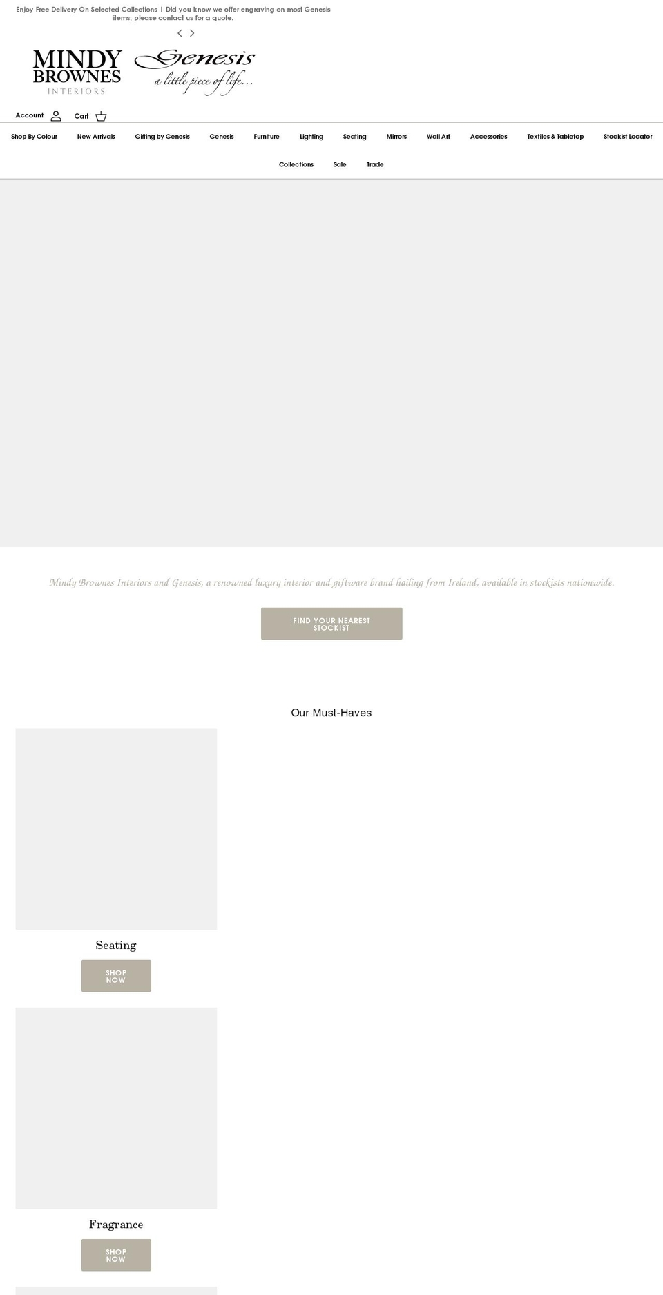 mindybrownes.com shopify website screenshot