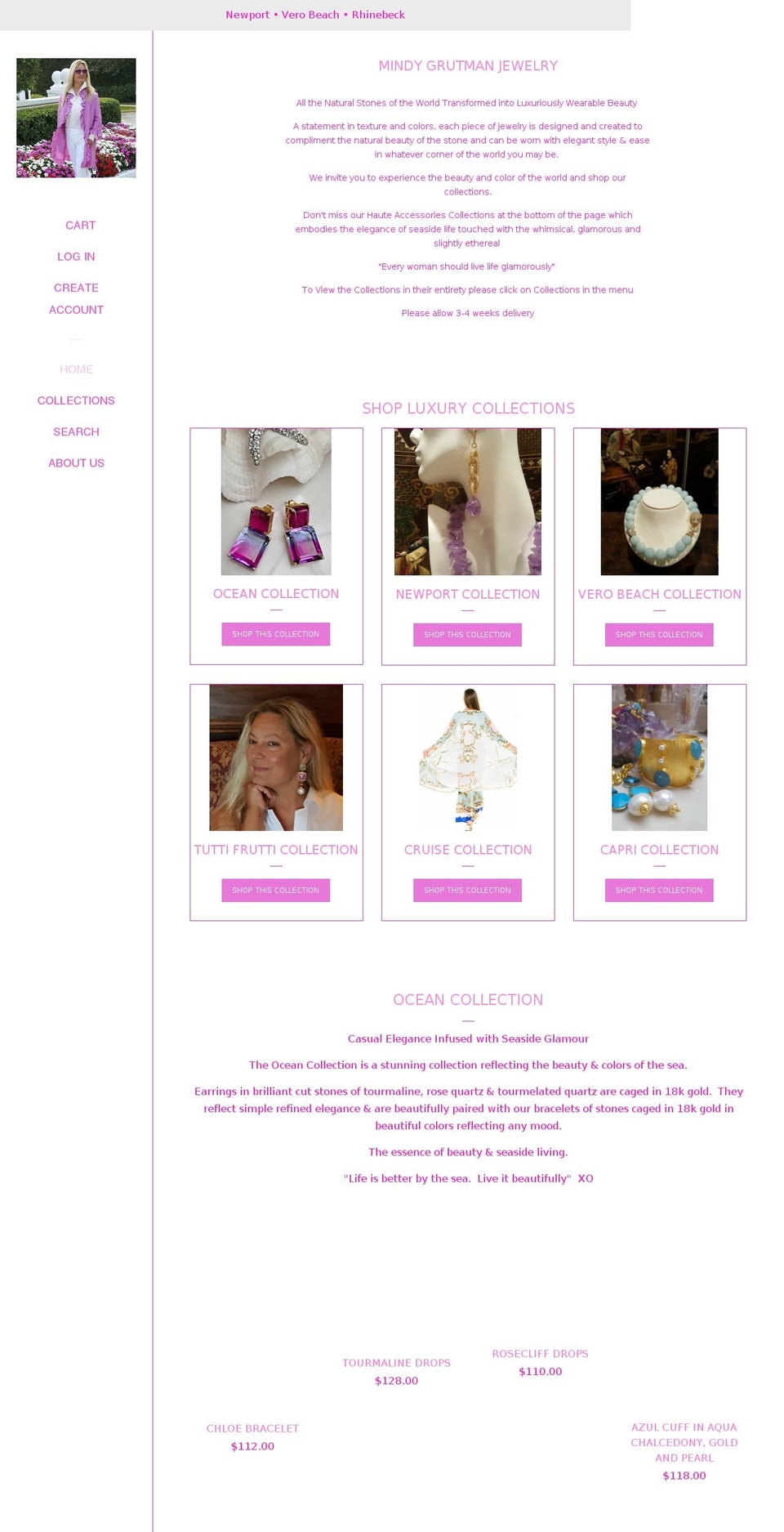 mindygrutman.com — Shopify storefront screenshot