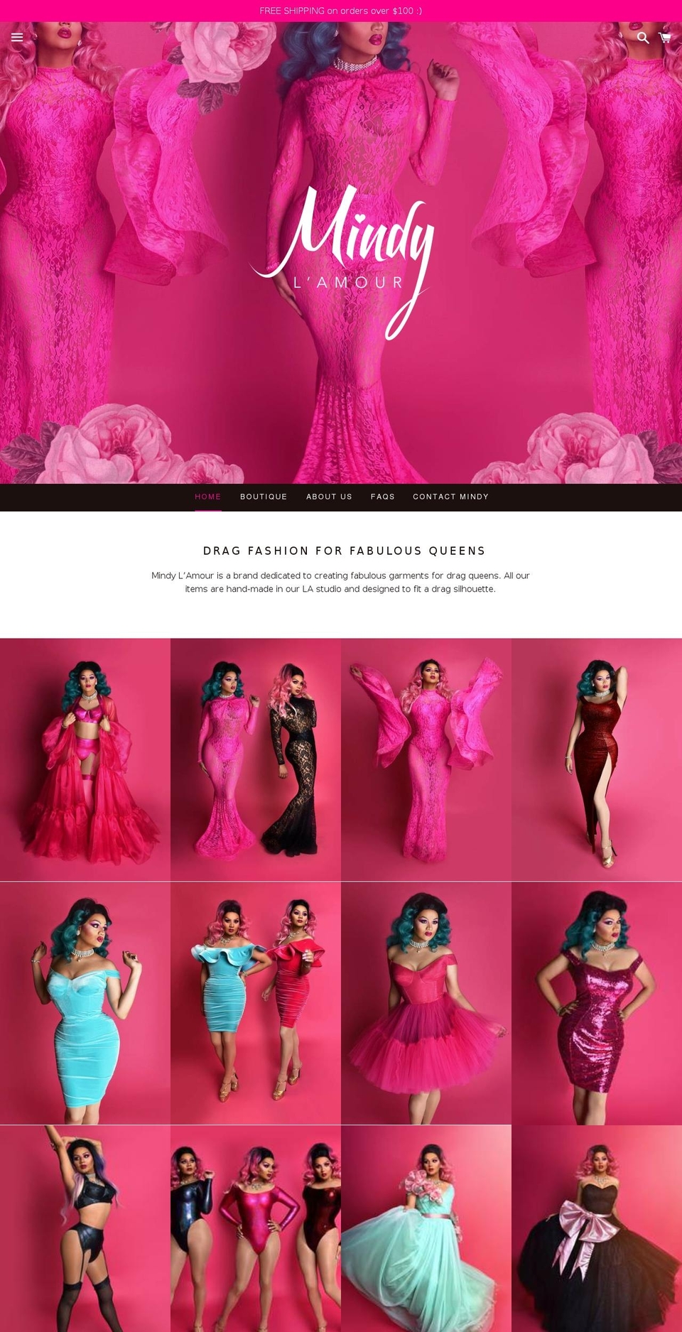 mindylamour.com — Shopify storefront screenshot