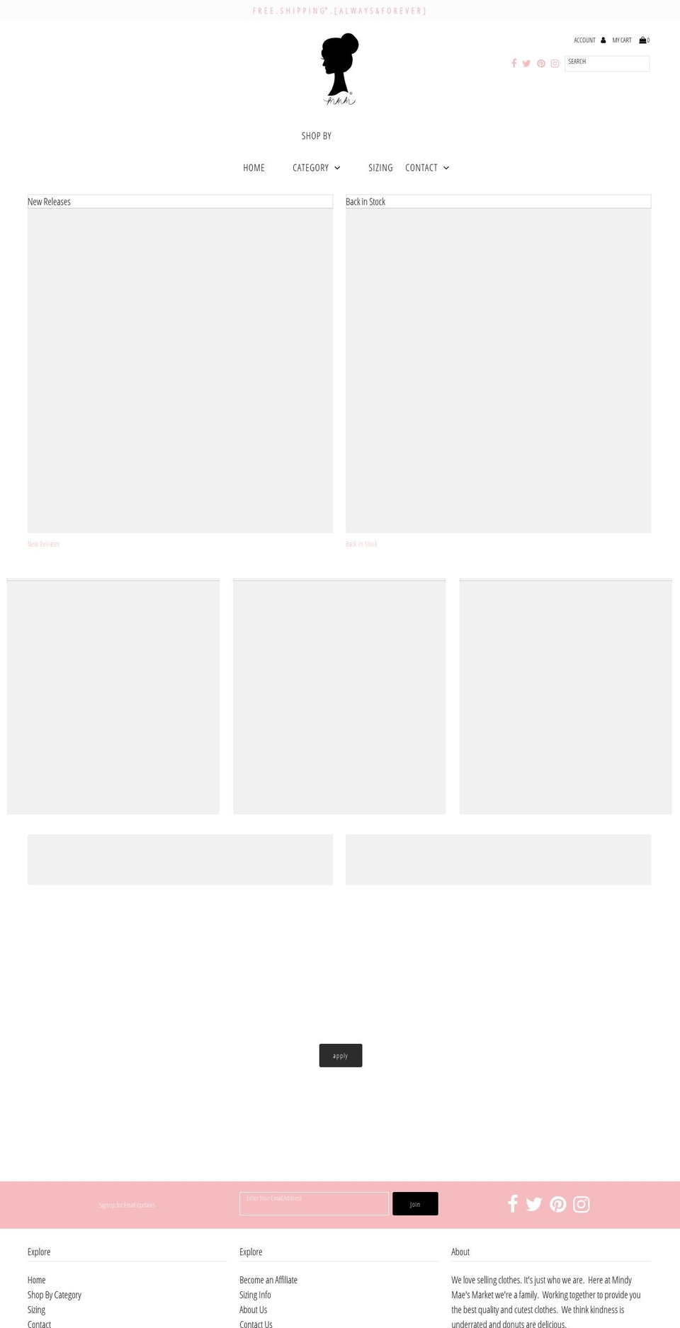 mindymaysmarket.com — Shopify storefront screenshot