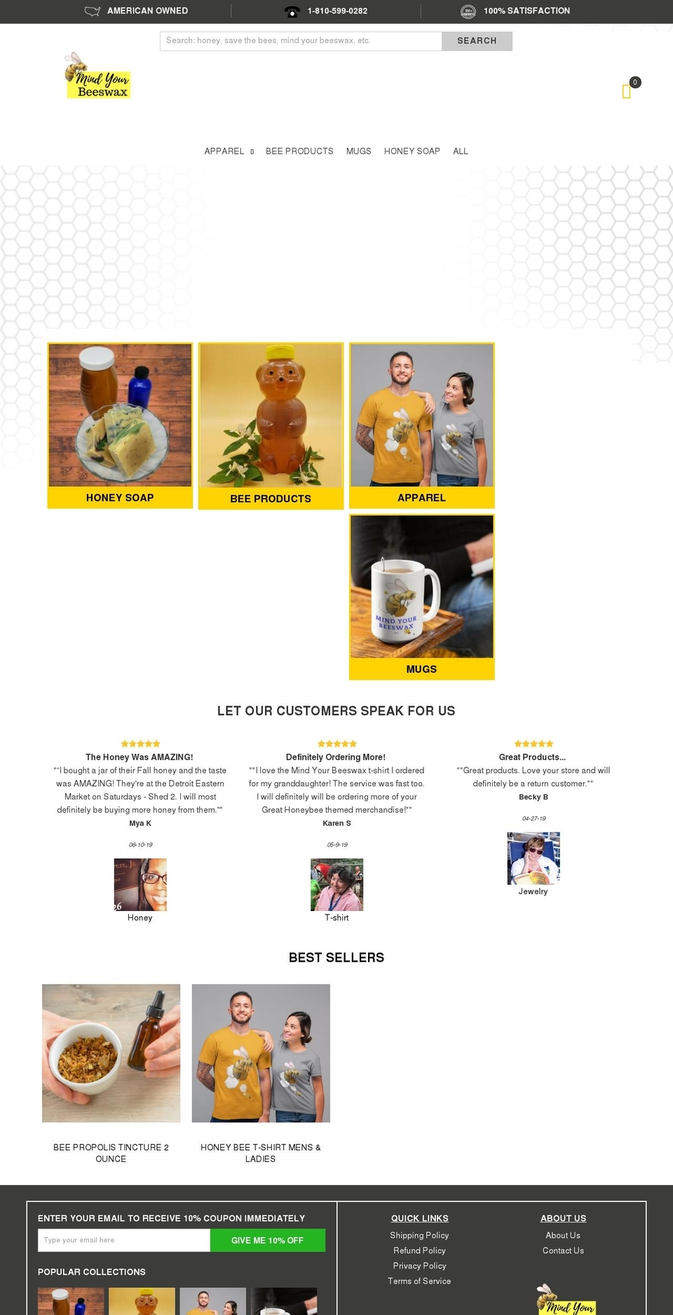 mindyourbeeswax.biz shopify website screenshot