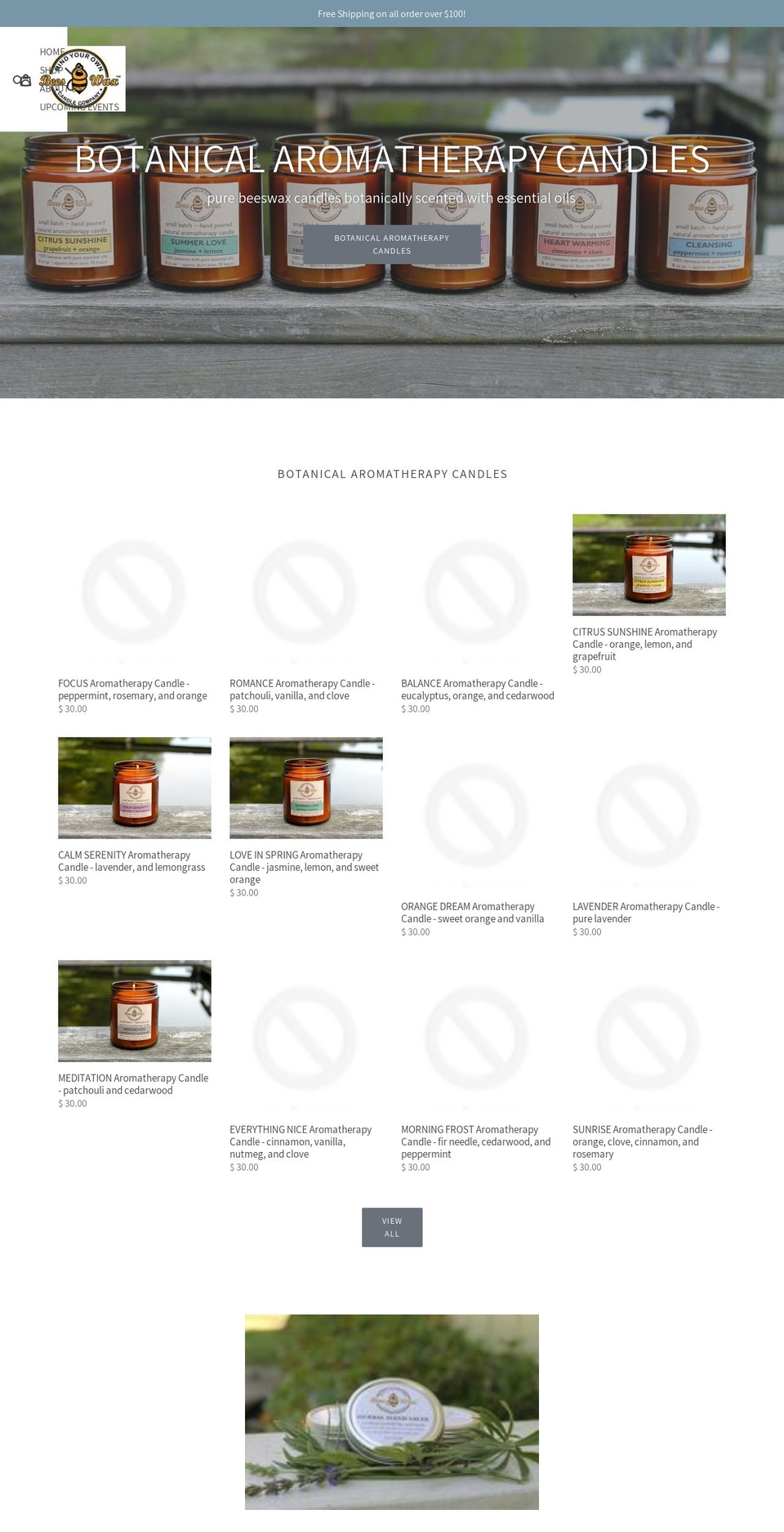 mindyourownbeeswaxcandlecompany.com — Shopify storefront screenshot
