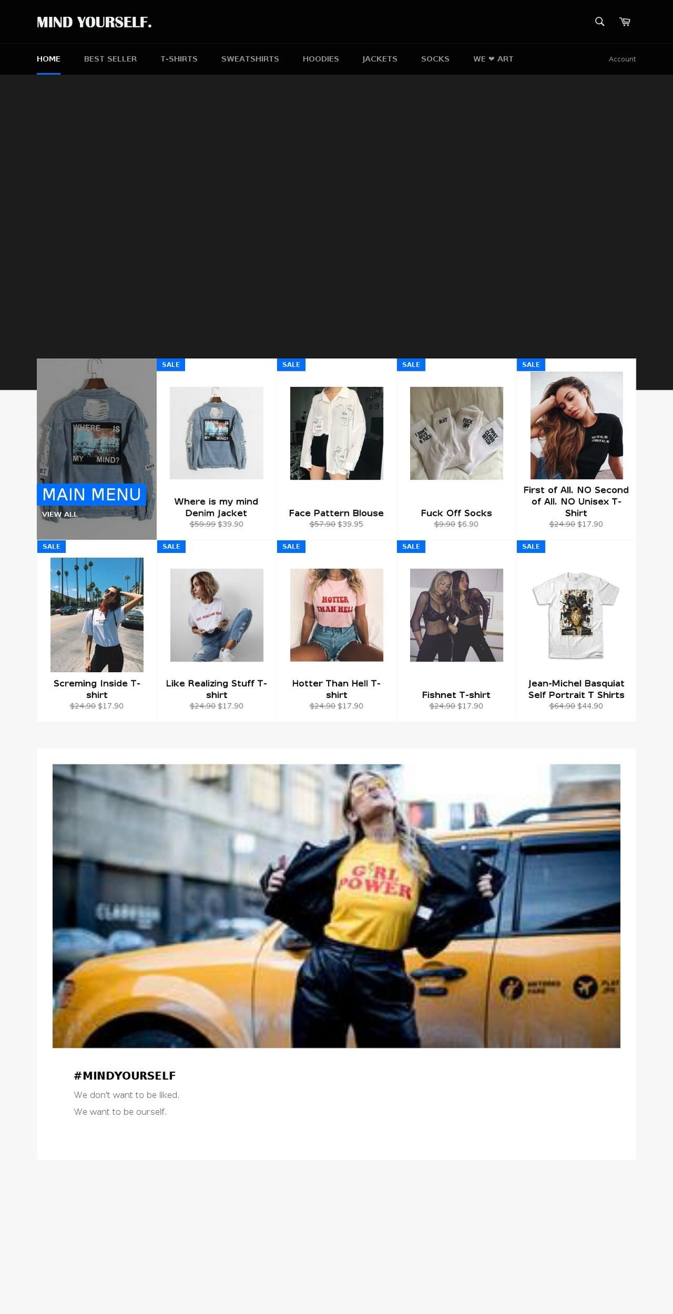 mindyourselfshop.com shopify website screenshot
