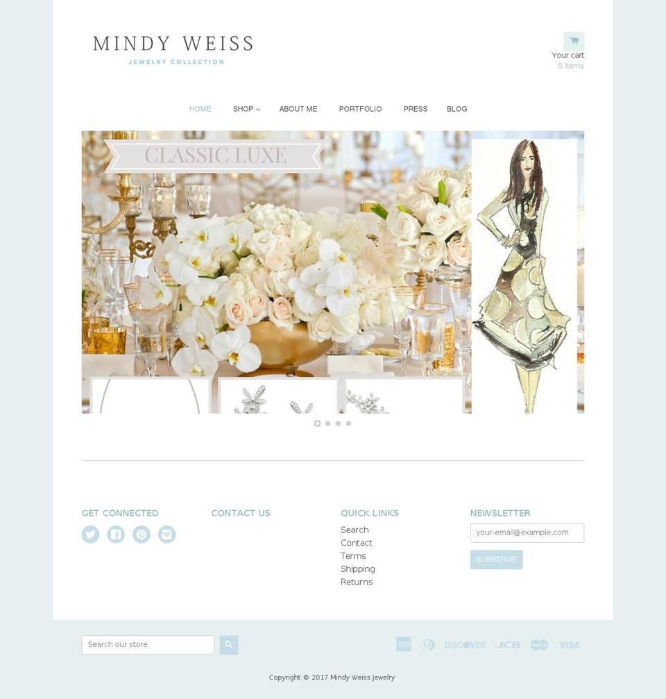 mindyweissjewelry.com shopify website screenshot