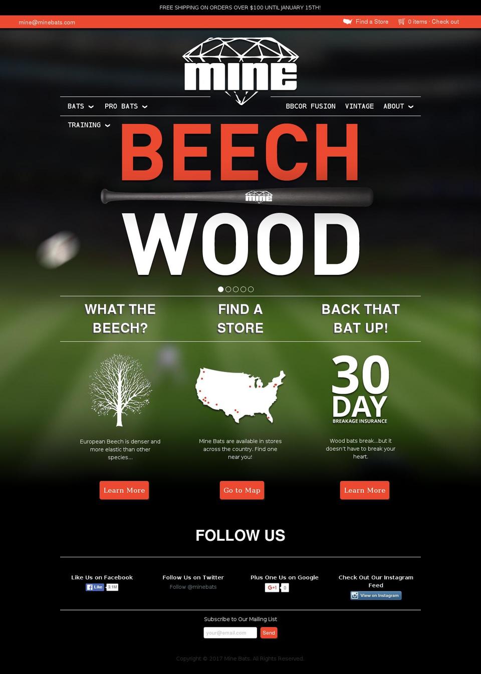 minebats.com shopify website screenshot