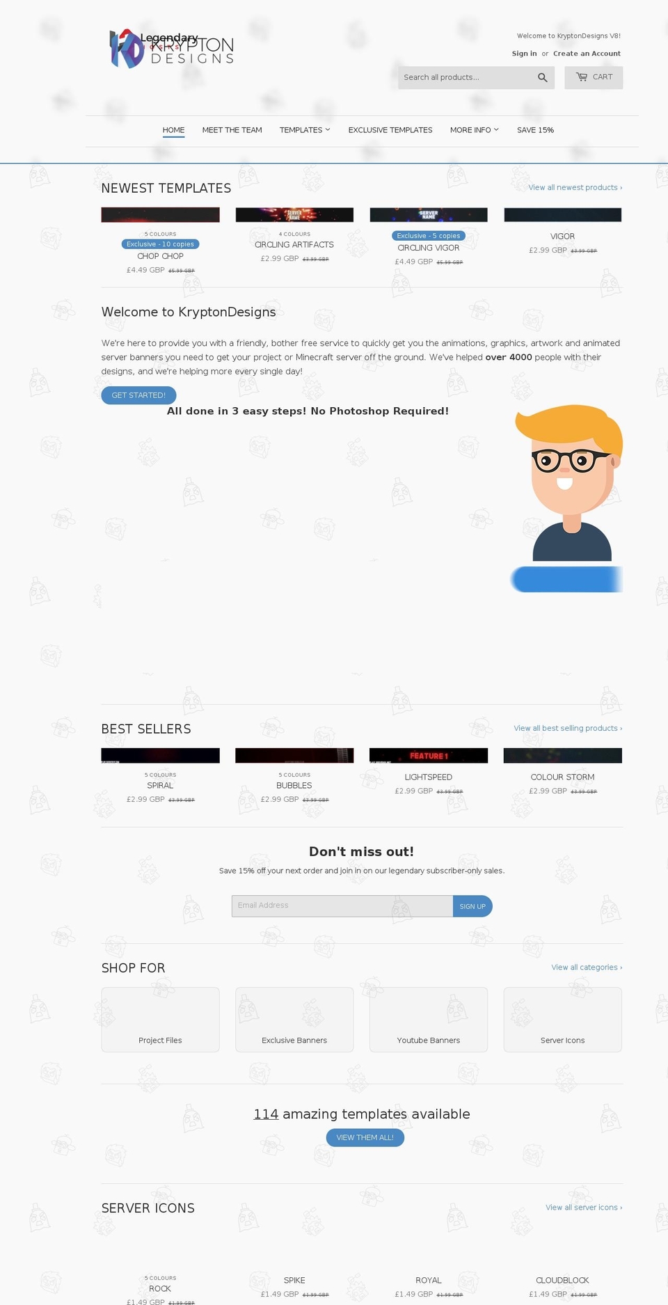 minecraftserverbanners.com — Shopify storefront screenshot