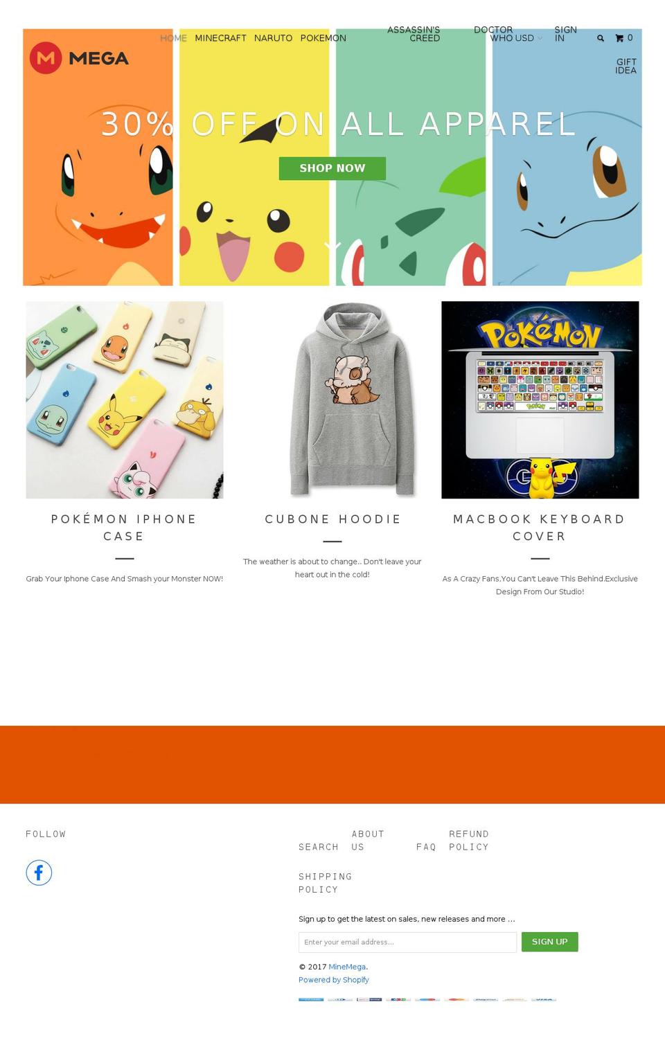 minemega.com shopify website screenshot