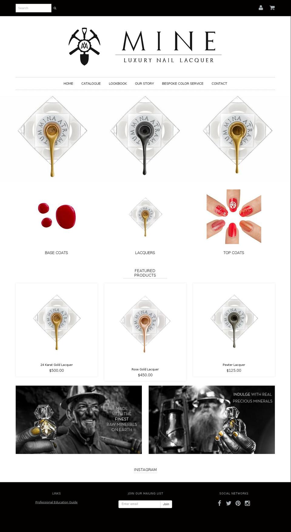 minenails.com — Shopify storefront screenshot