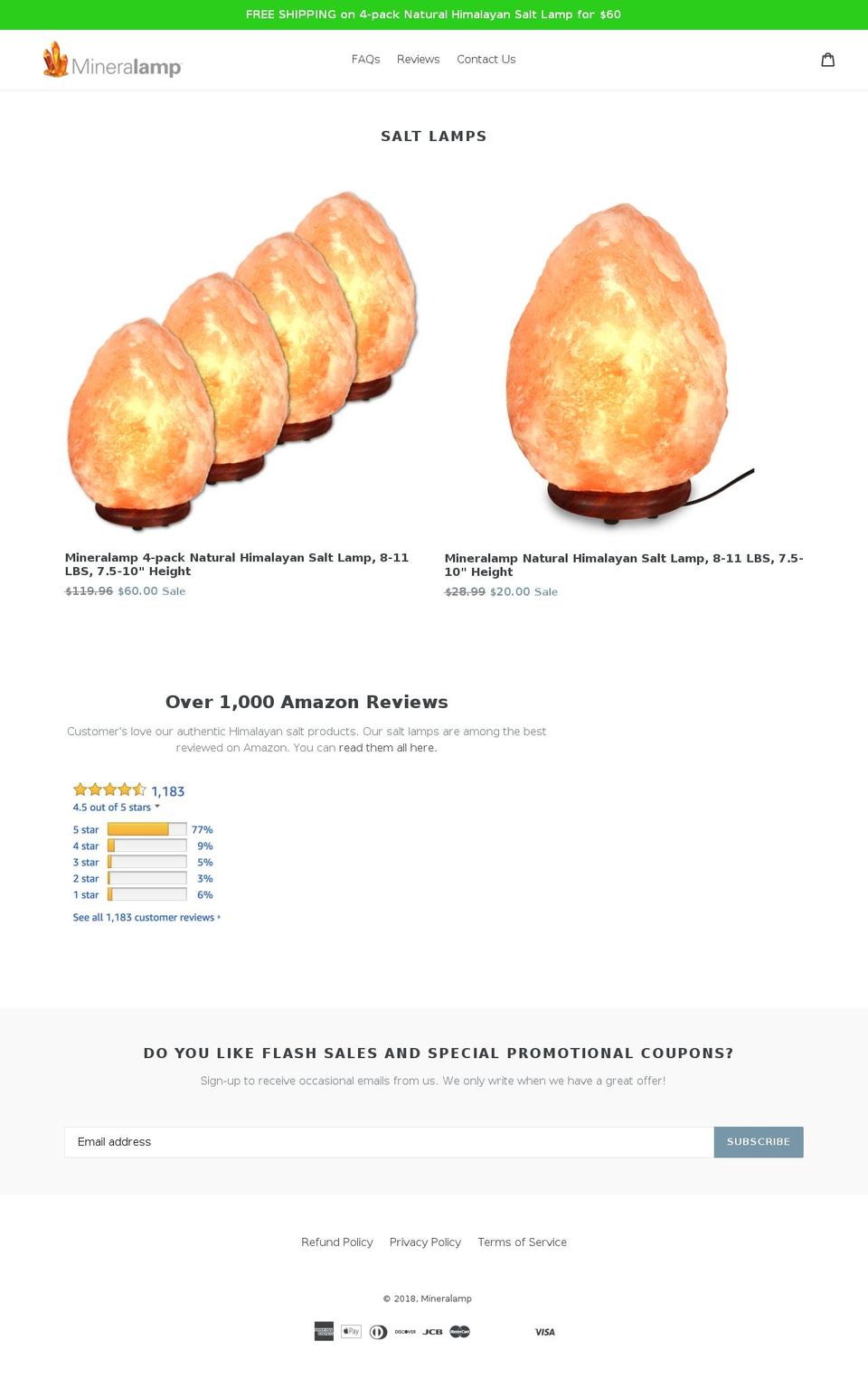 mineralamp.com shopify website screenshot