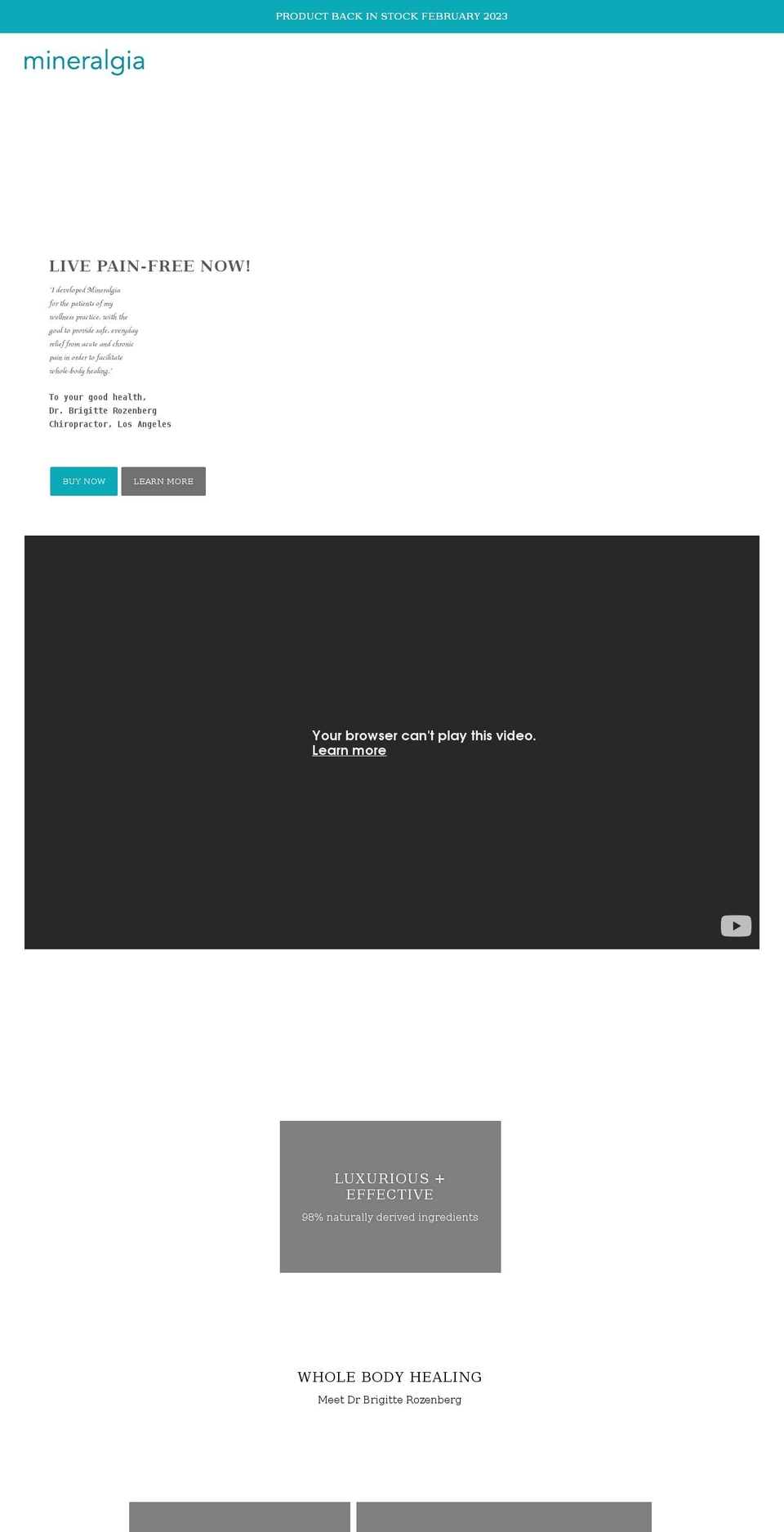 mineralgia.com shopify website screenshot