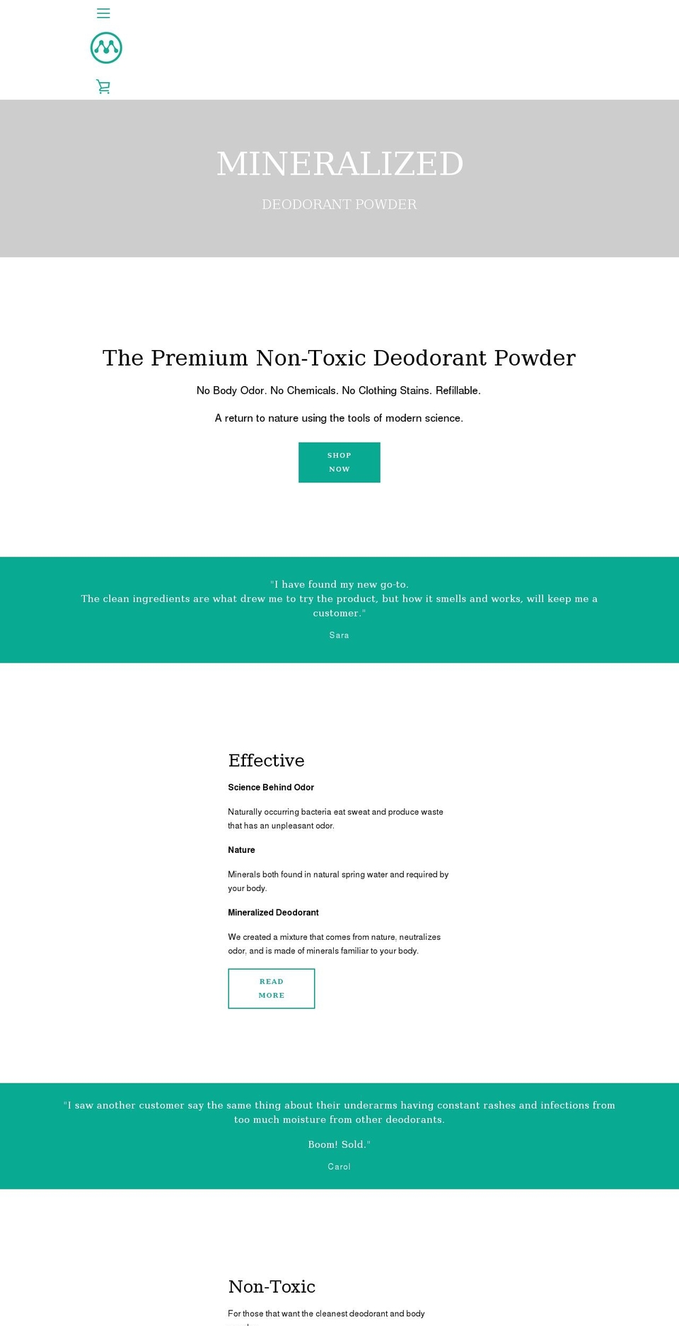 mineralized.com shopify website screenshot