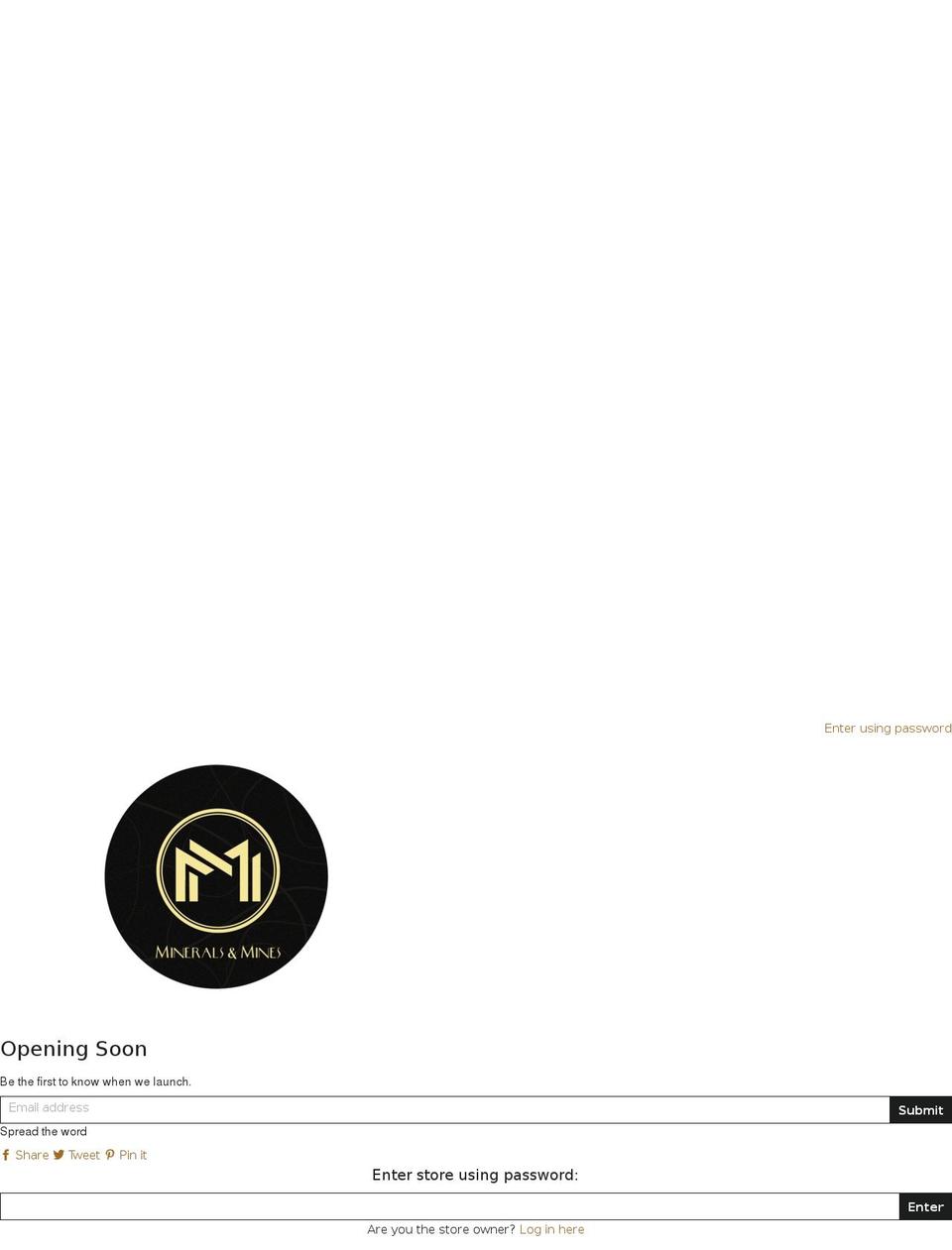 mineralsandmines.com — Shopify storefront screenshot