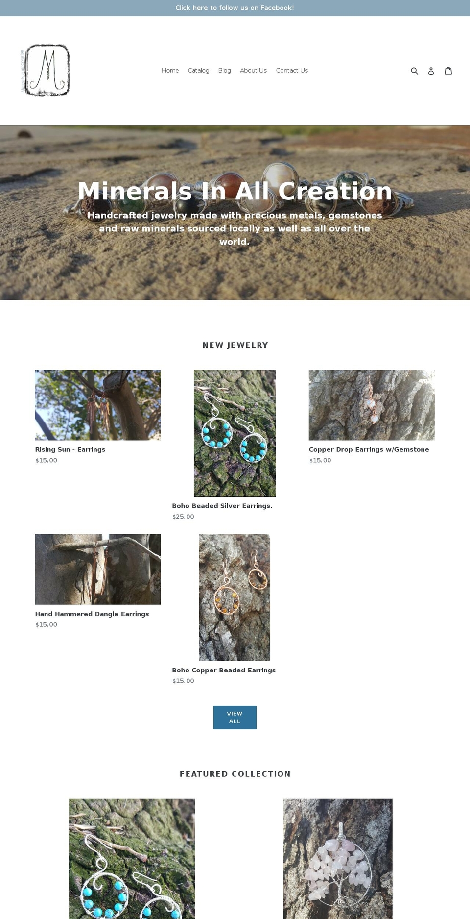 mineralsinallcreation.com — Shopify storefront screenshot