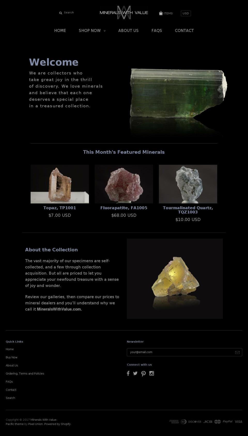mineralswithvalue.com shopify website screenshot