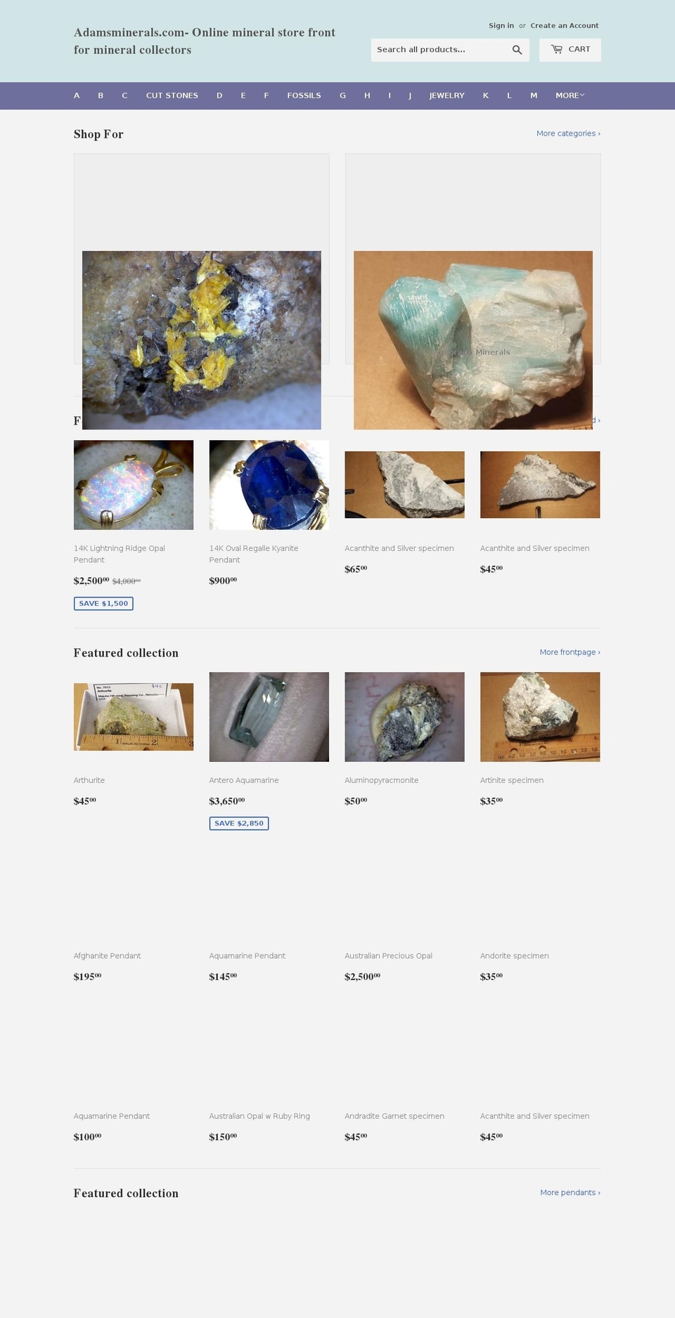 mineralsx.com — Shopify storefront screenshot