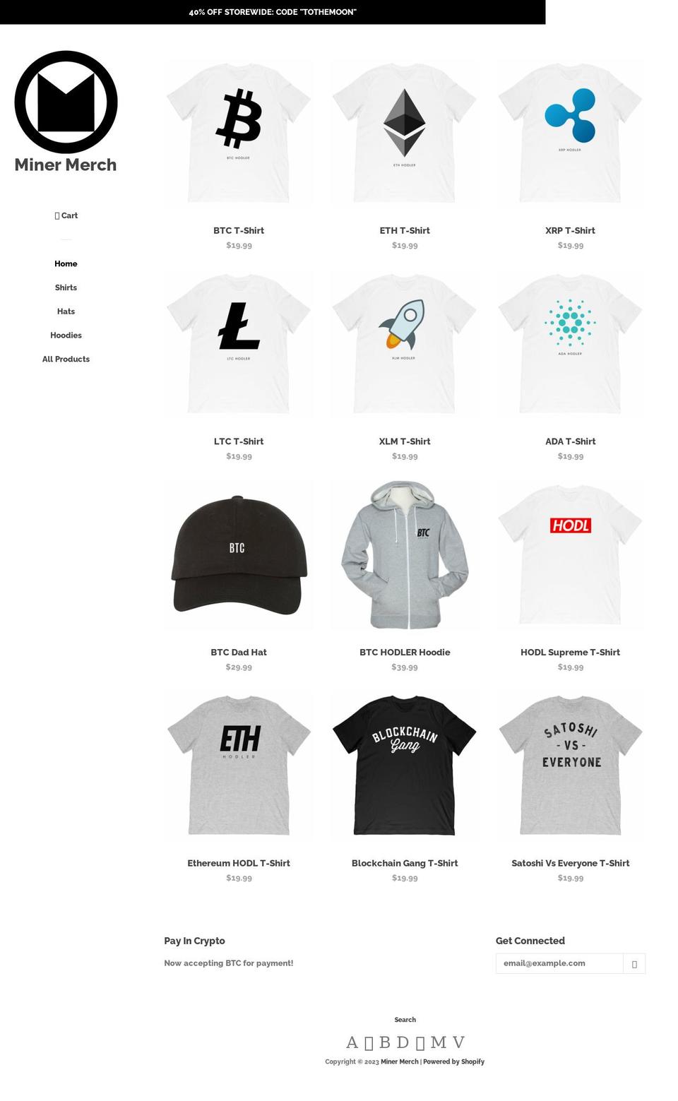 minermerch.com — Shopify storefront screenshot