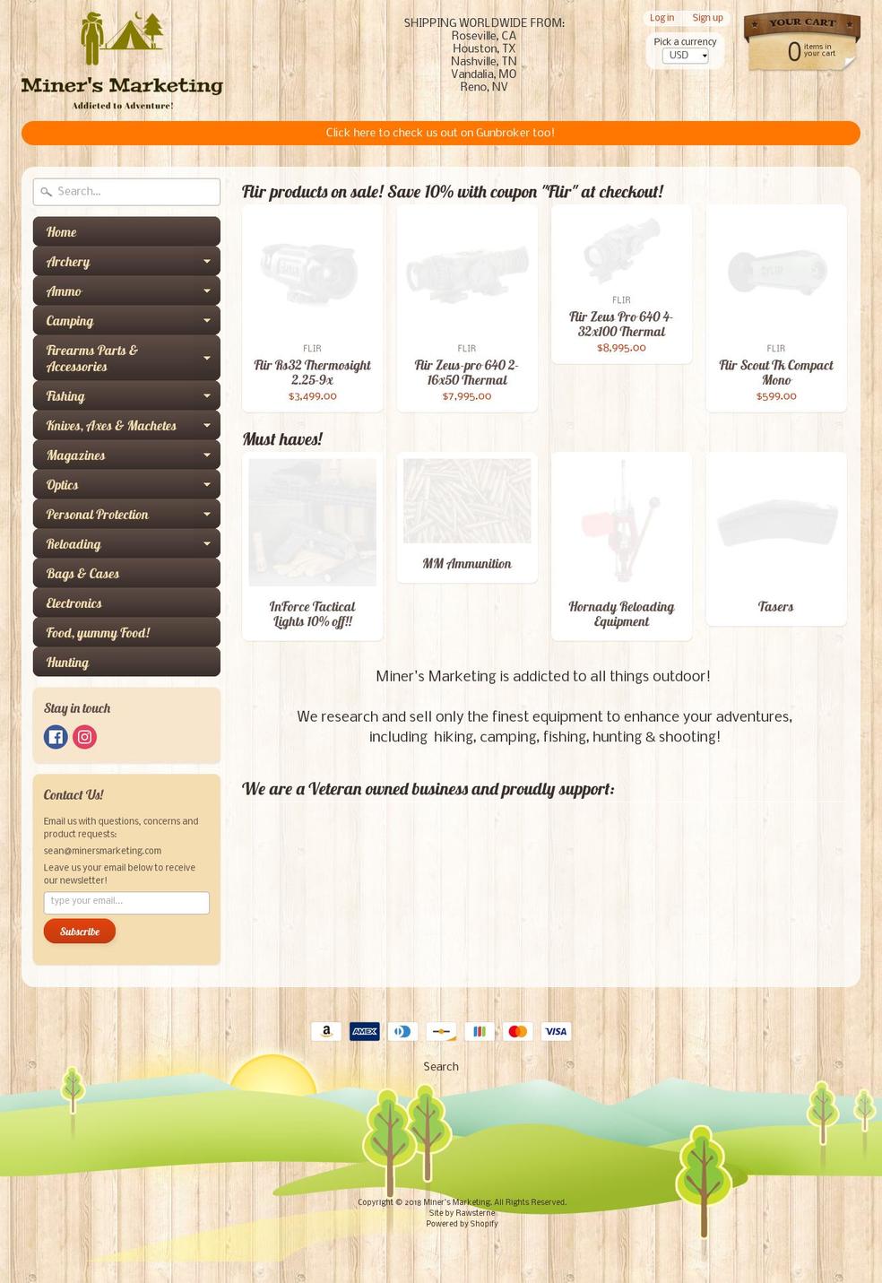 minersmarketing.com — Shopify storefront screenshot
